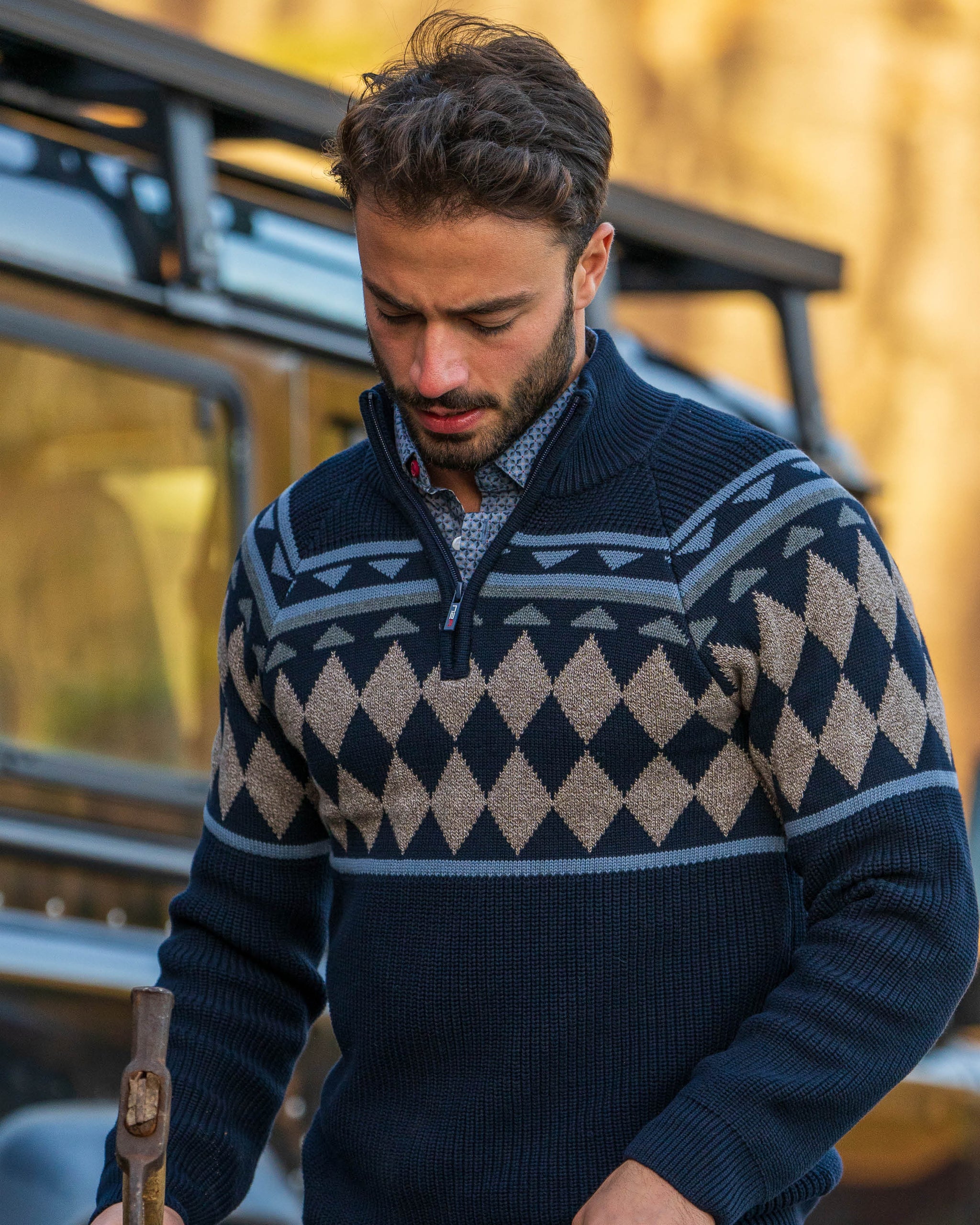 Blauw katoenen stretch overhemd Blauw katoenen stretch overhemd