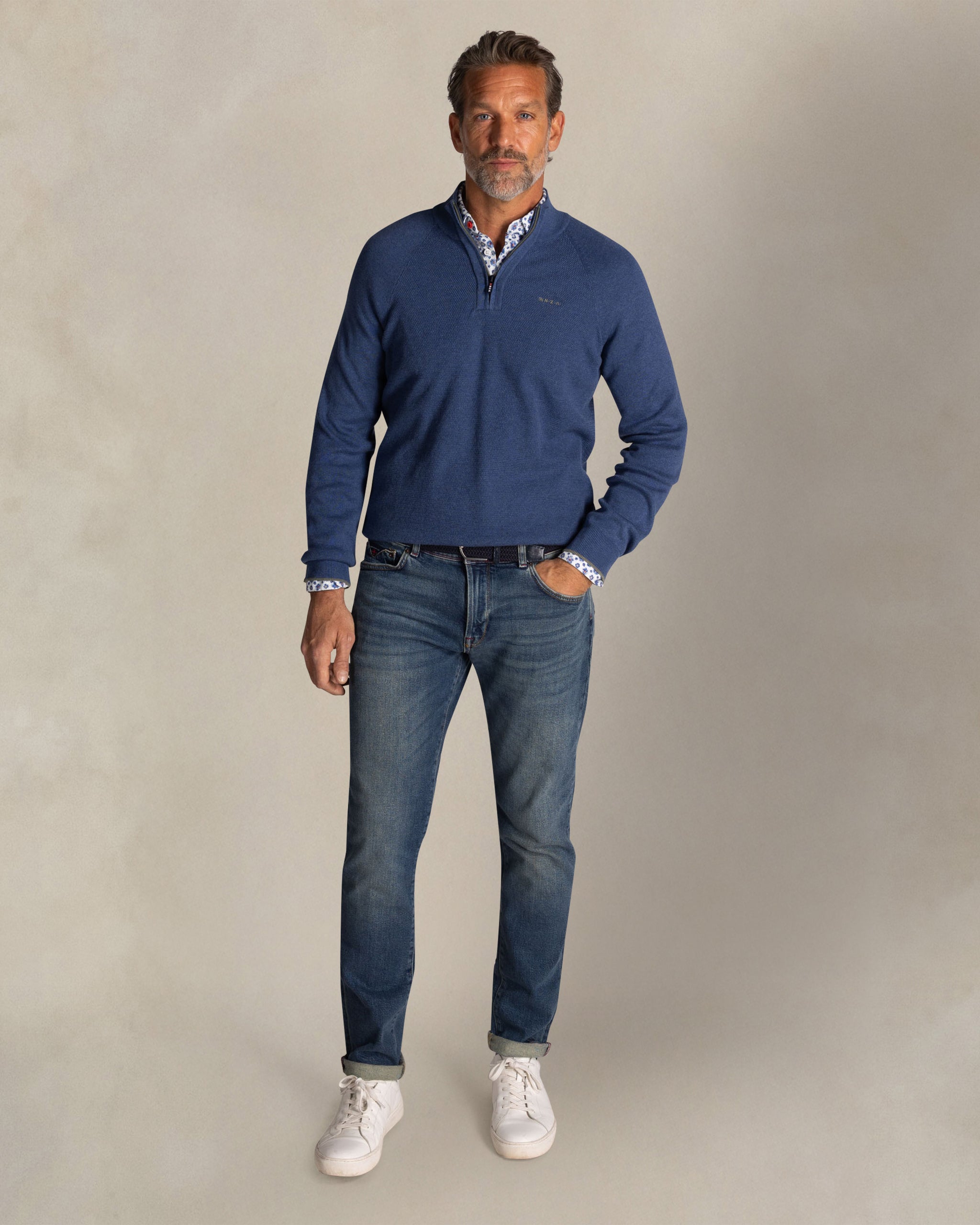 Bleu coton pull à demi-zip Bleu coton pull à demi-zip