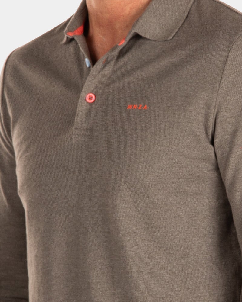 Grey cotton long sleeved polo  - Misty Army Grey cotton long sleeved polo  - Misty Army