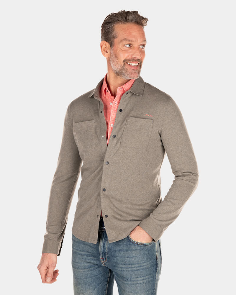 Effen overhemd met lange mouwen - Misty Army Effen overhemd met lange mouwen - Misty Army