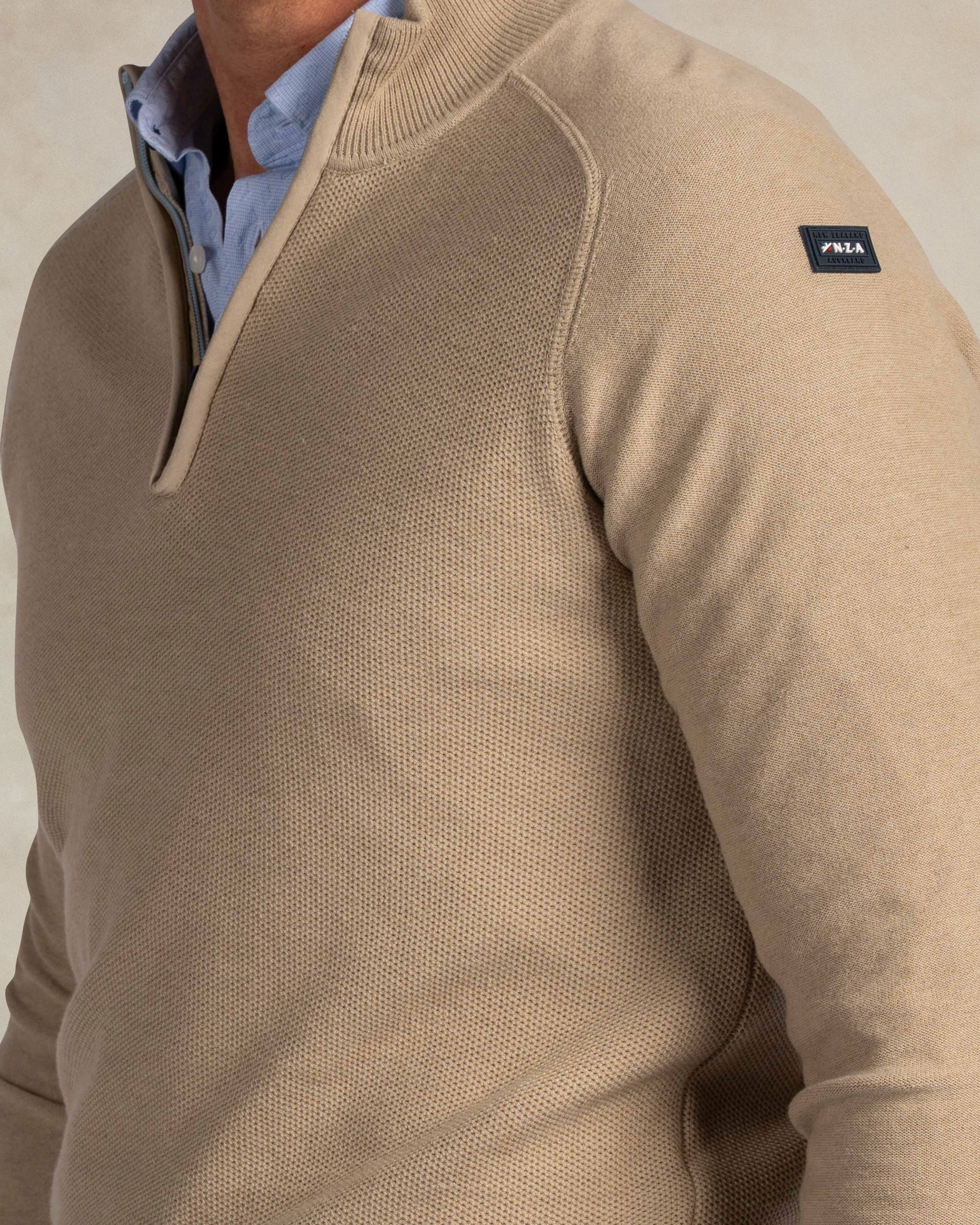 Ecru cotton quarter zip pullover Ecru cotton quarter zip pullover