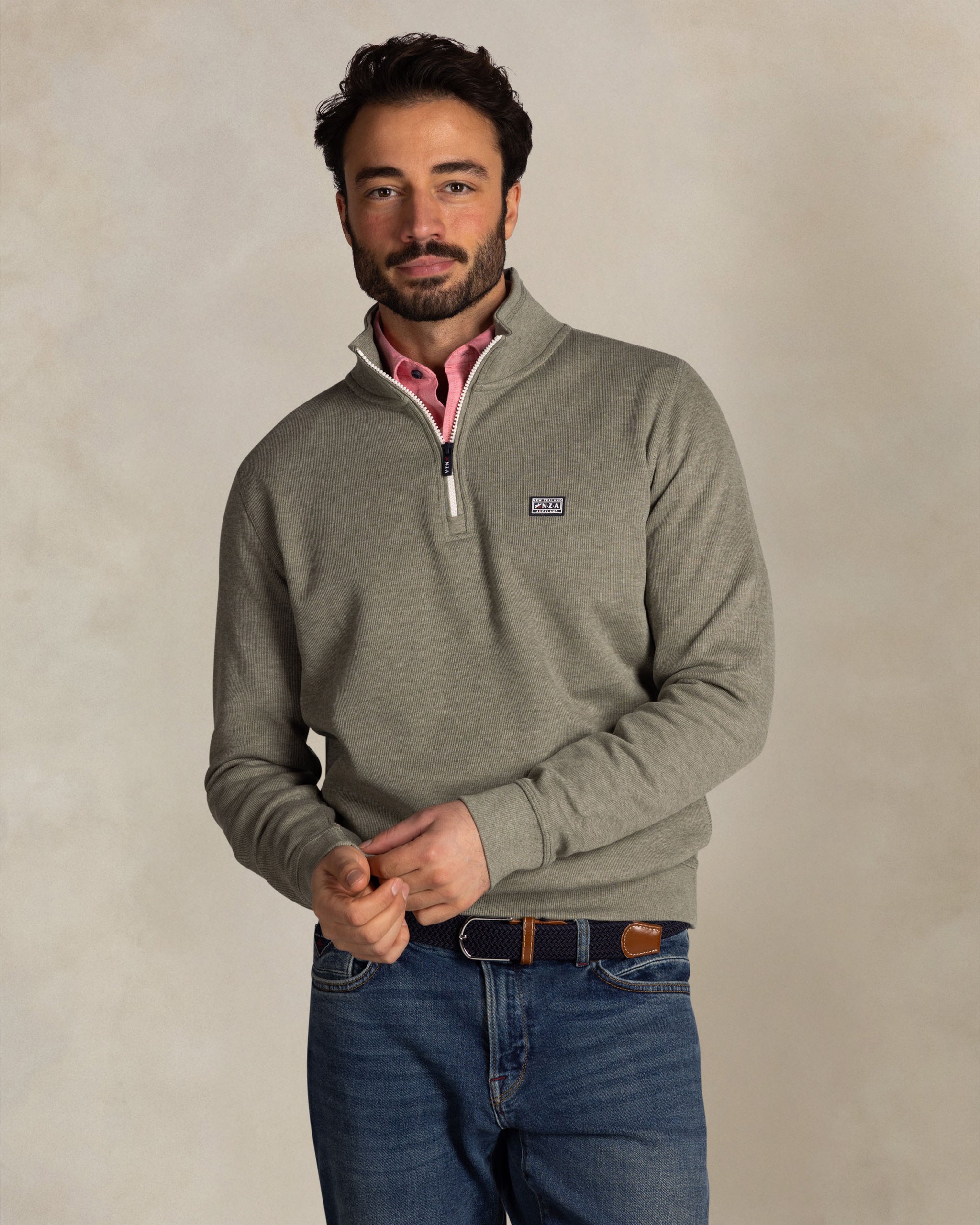 Groene katoenen half zip sweater Groene katoenen half zip sweater