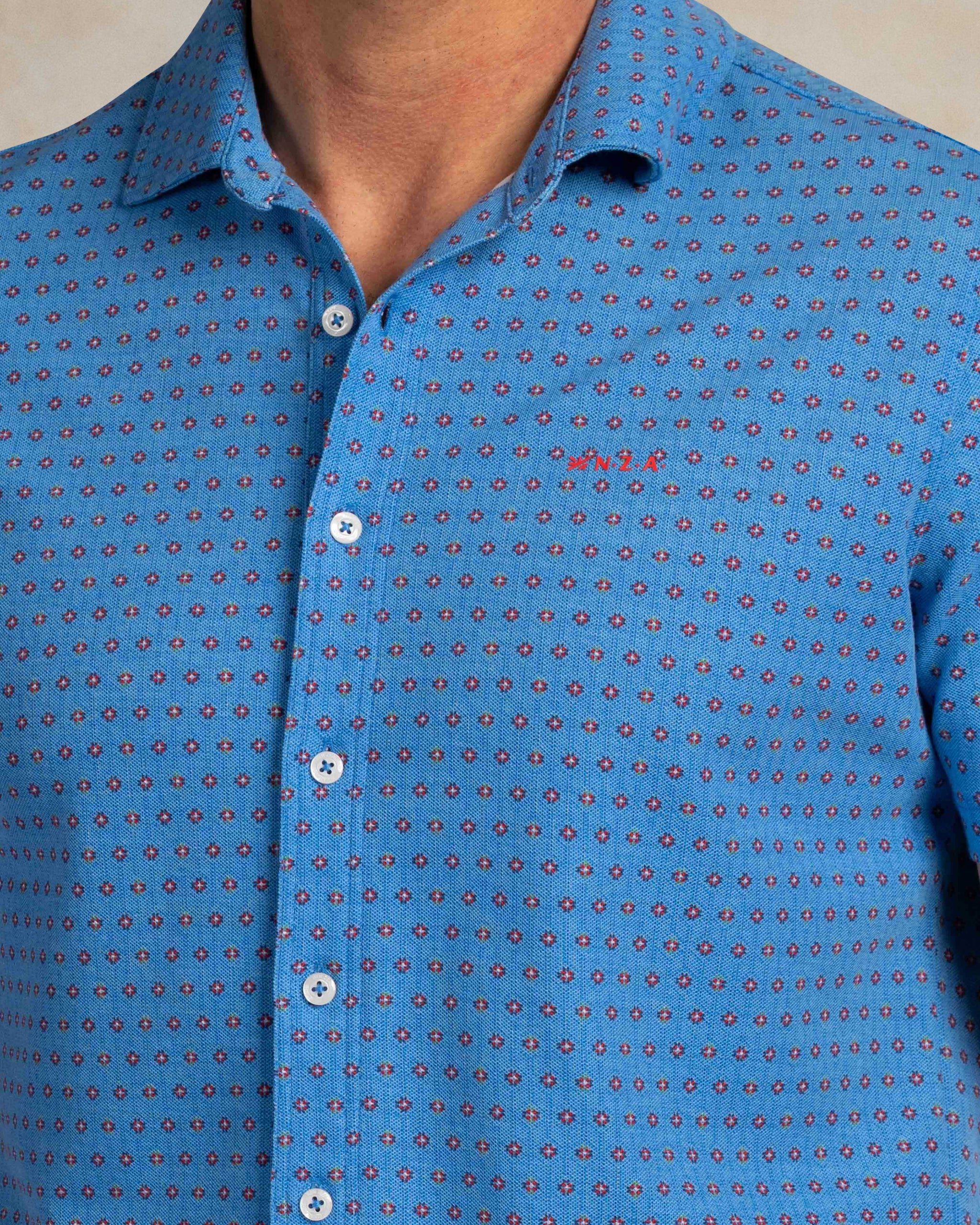 Camisa piqué azul de manga corta Camisa piqué azul de manga corta