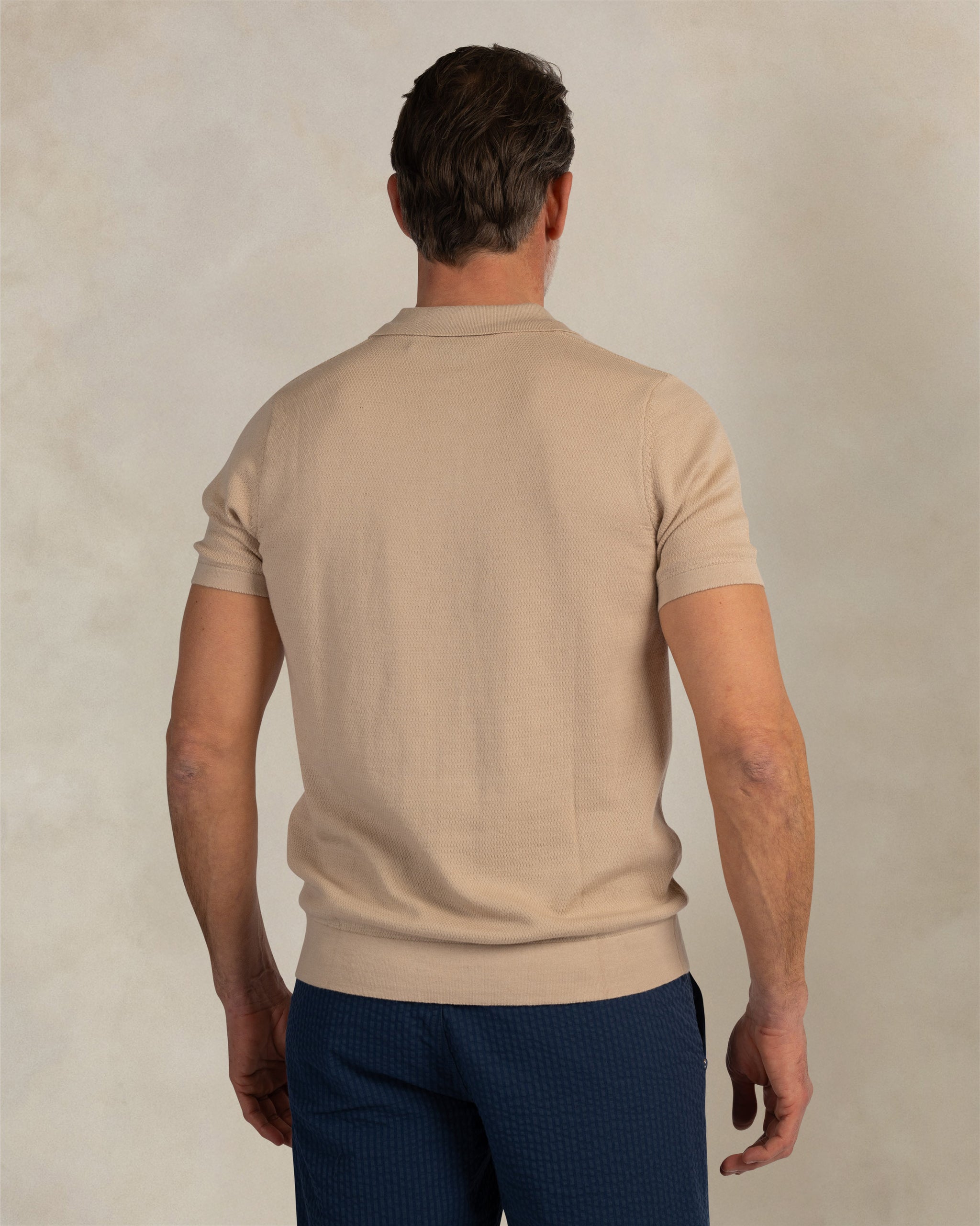 Polo en maille écru coton lin lin Polo en maille écru coton lin lin