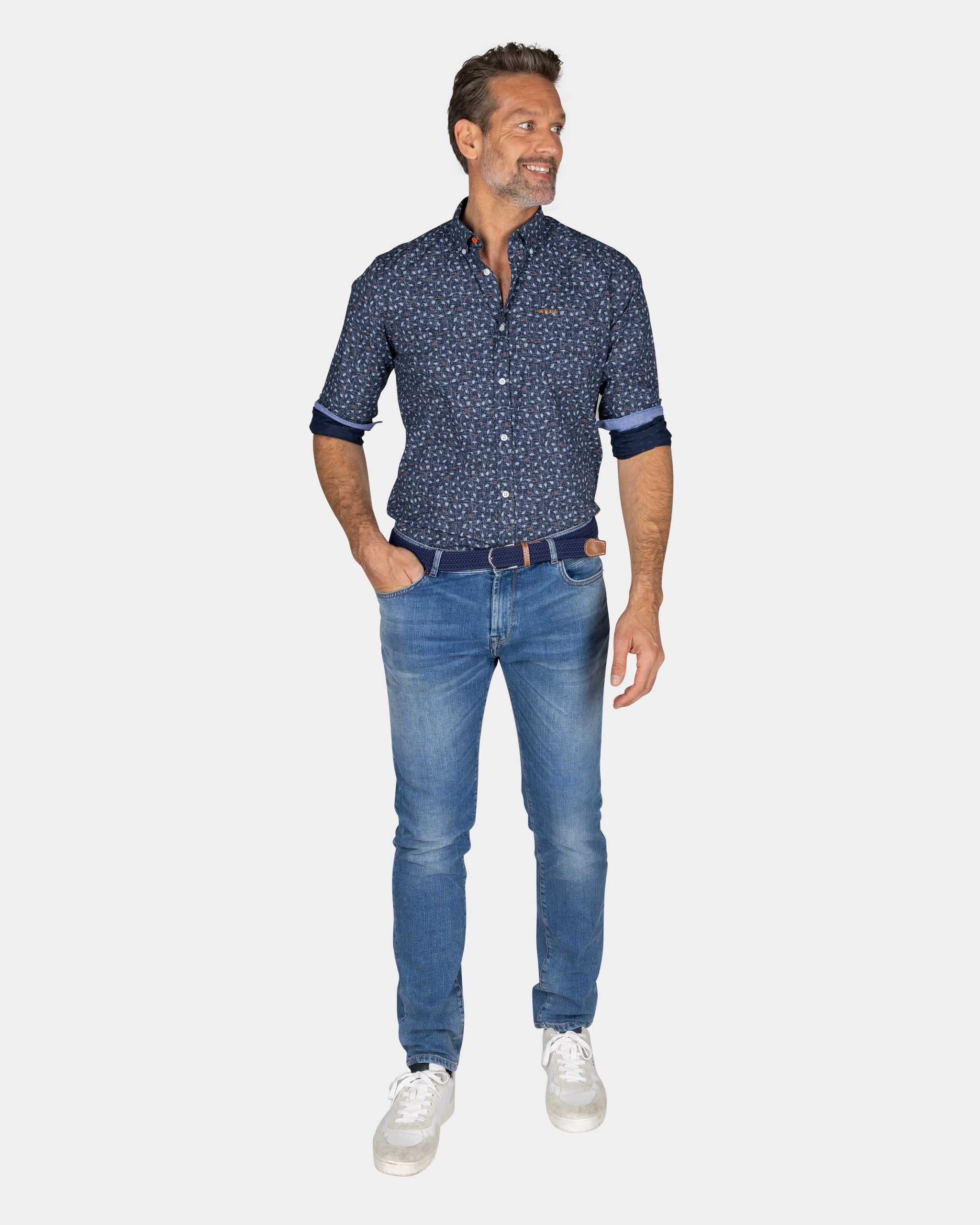 Navy shirt with leaf print - Autumn Navy Navy shirt with leaf print - Autumn Navy