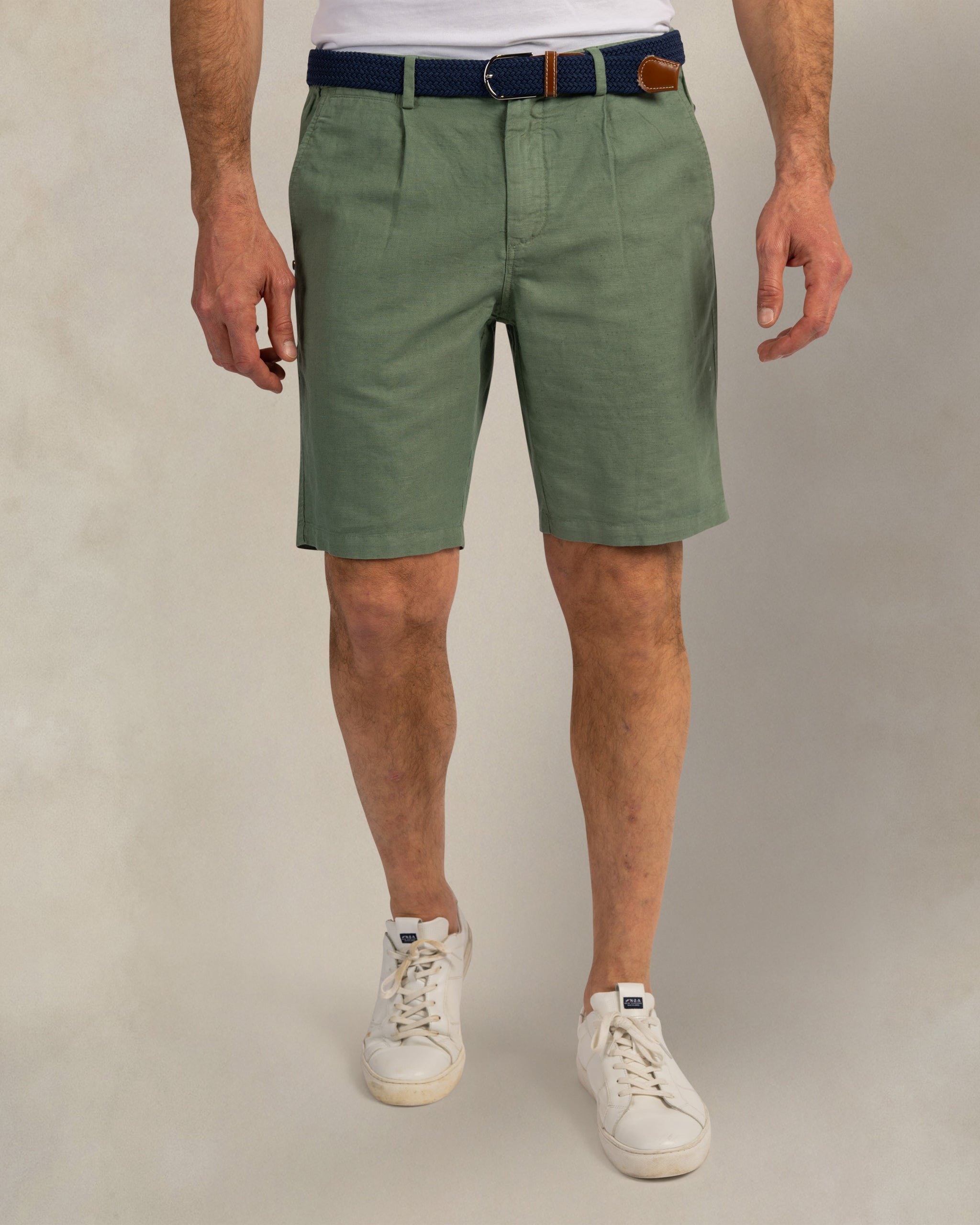 Short chino en lin mélangé vert Short chino en lin mélangé vert