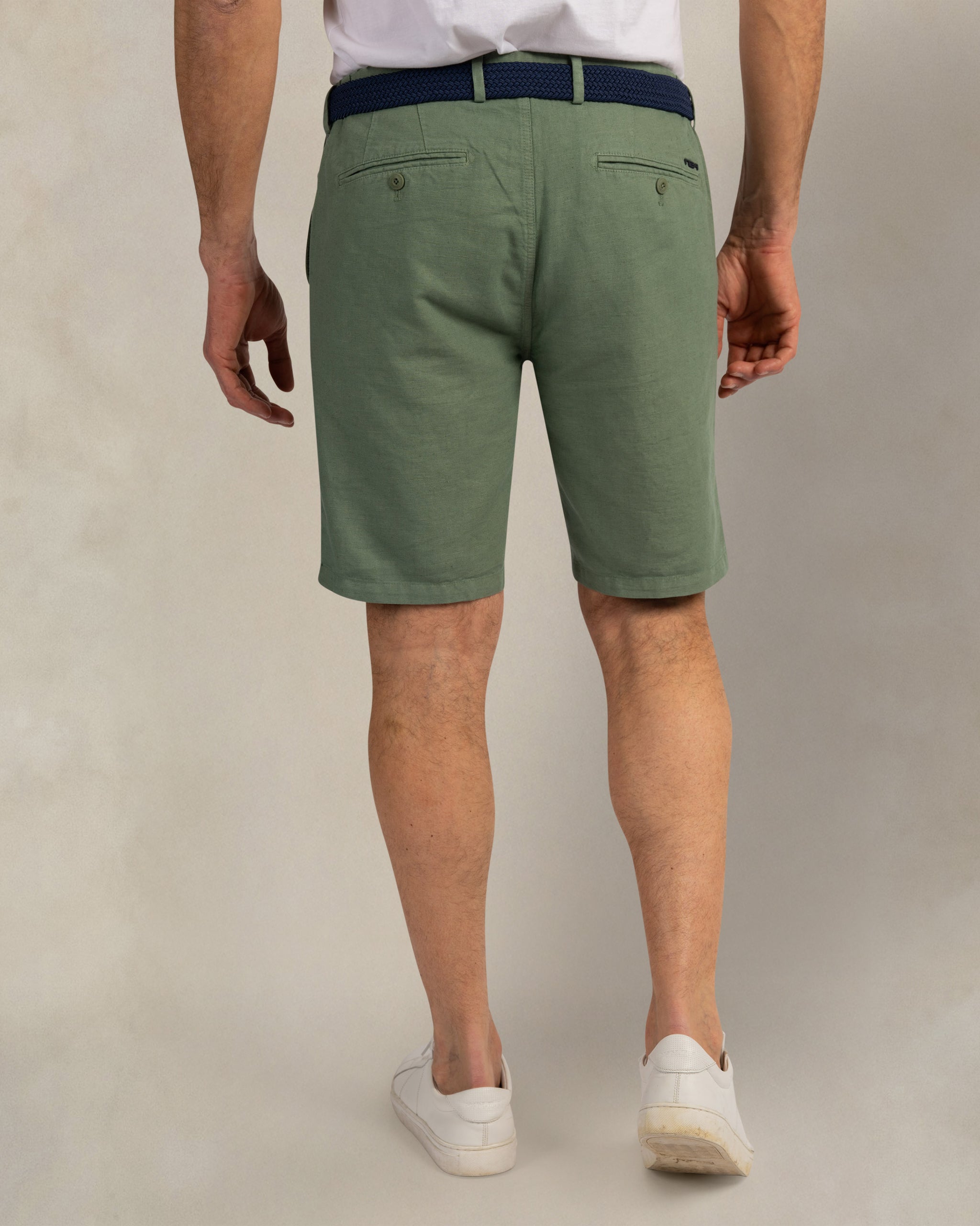 Short chino en lin mélangé vert Short chino en lin mélangé vert