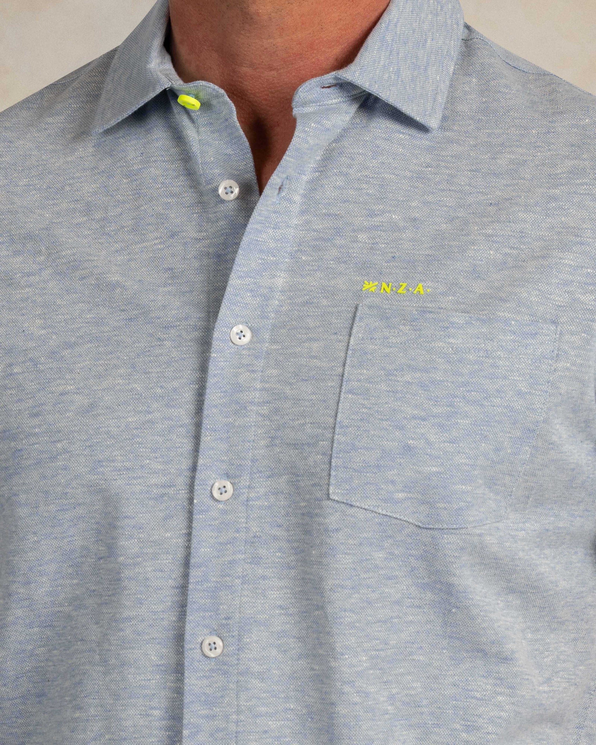 Chemise en lin mélangé bleu Chemise en lin mélangé bleu