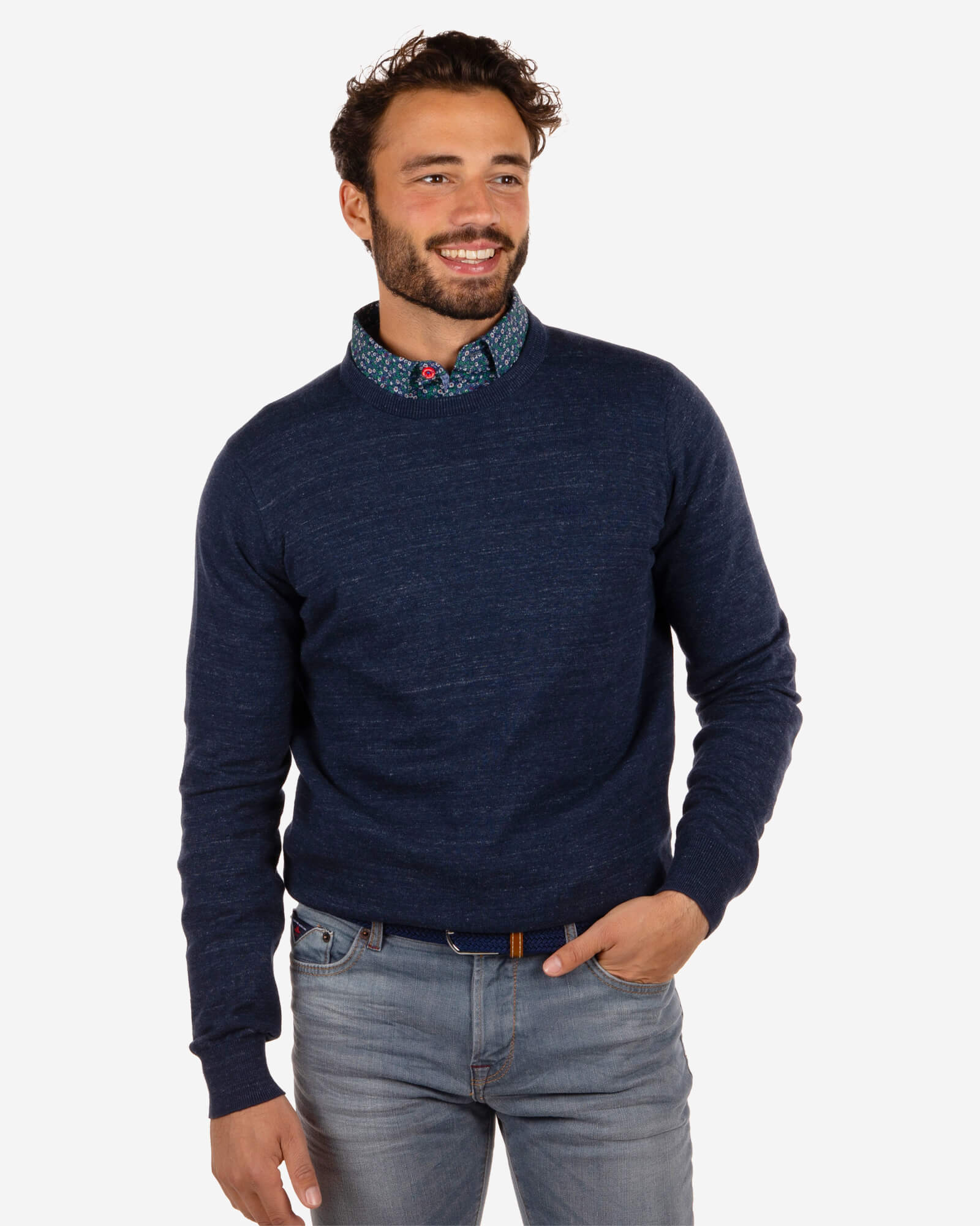 Cotton crew neck jumper Grasmere - Reef Navy Cotton crew neck jumper Grasmere - Reef Navy