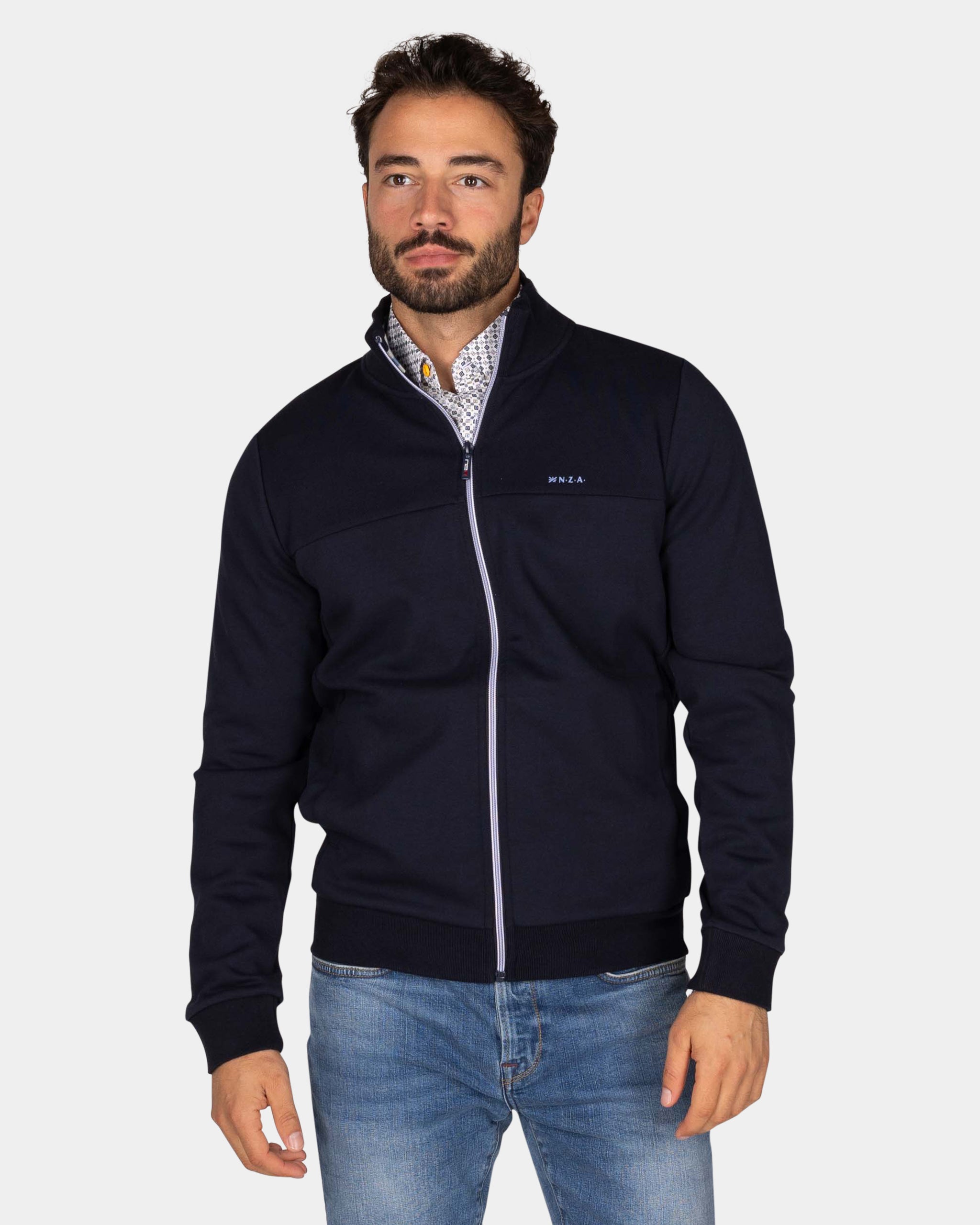 Dark blue cotton zip-up sweatshirt - Winter Navy Dark blue cotton zip-up sweatshirt - Winter Navy