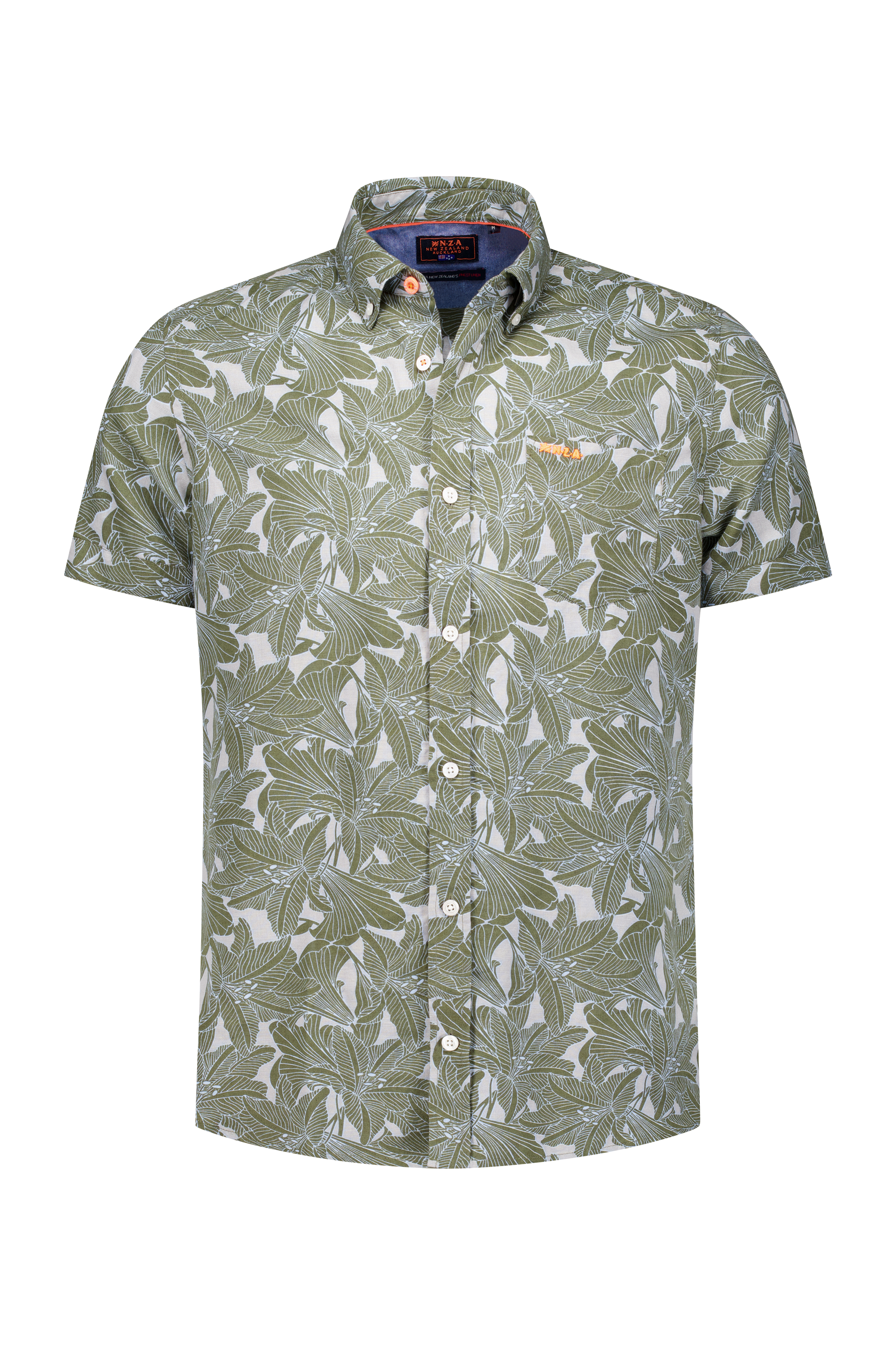 Groen overhemd met bladprint - Soft Olive Groen overhemd met bladprint - Soft Olive