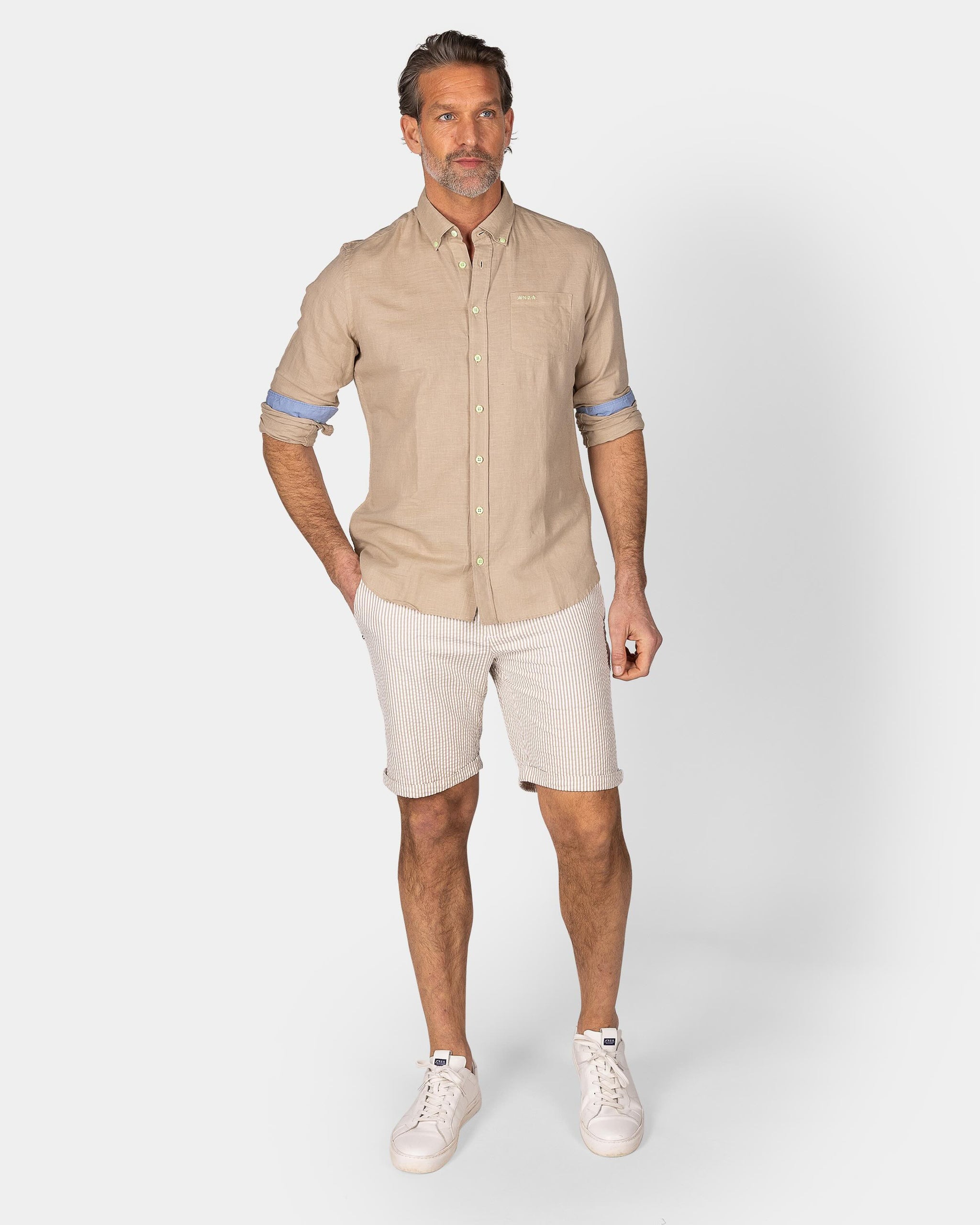 Linen Sand-Colored Long Sleeve Shirt Linen Sand-Colored Long Sleeve Shirt