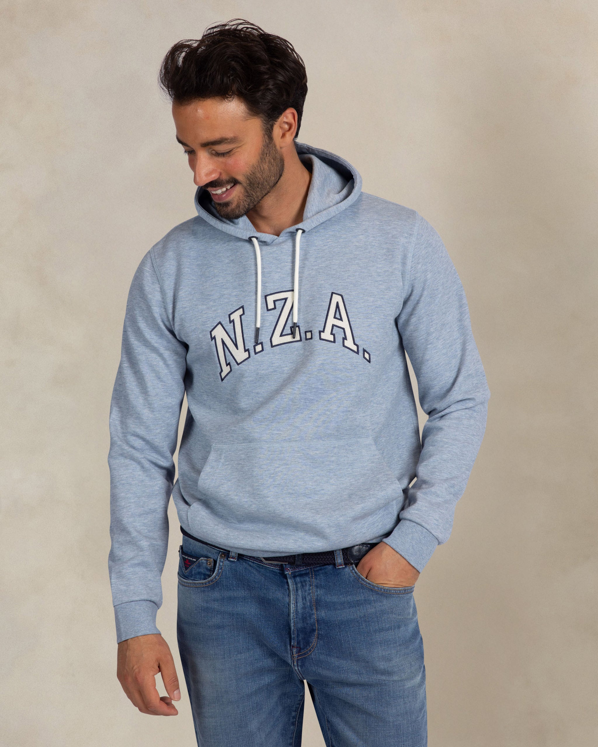 Sweat à capuche en coton bleu clair avec logo Sweat à capuche en coton bleu clair avec logo