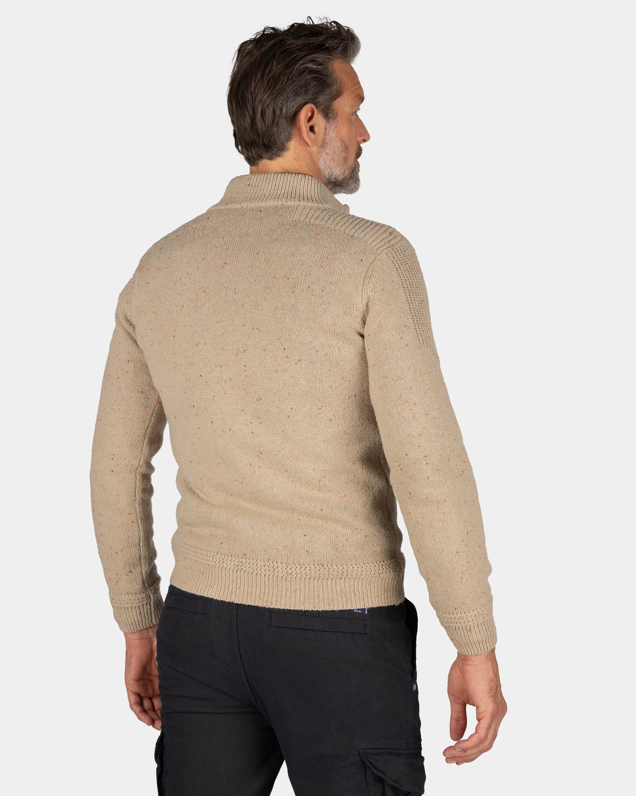Sand-colored pullover with half-zip - Shimmering Sand Sand-colored pullover with half-zip - Shimmering Sand