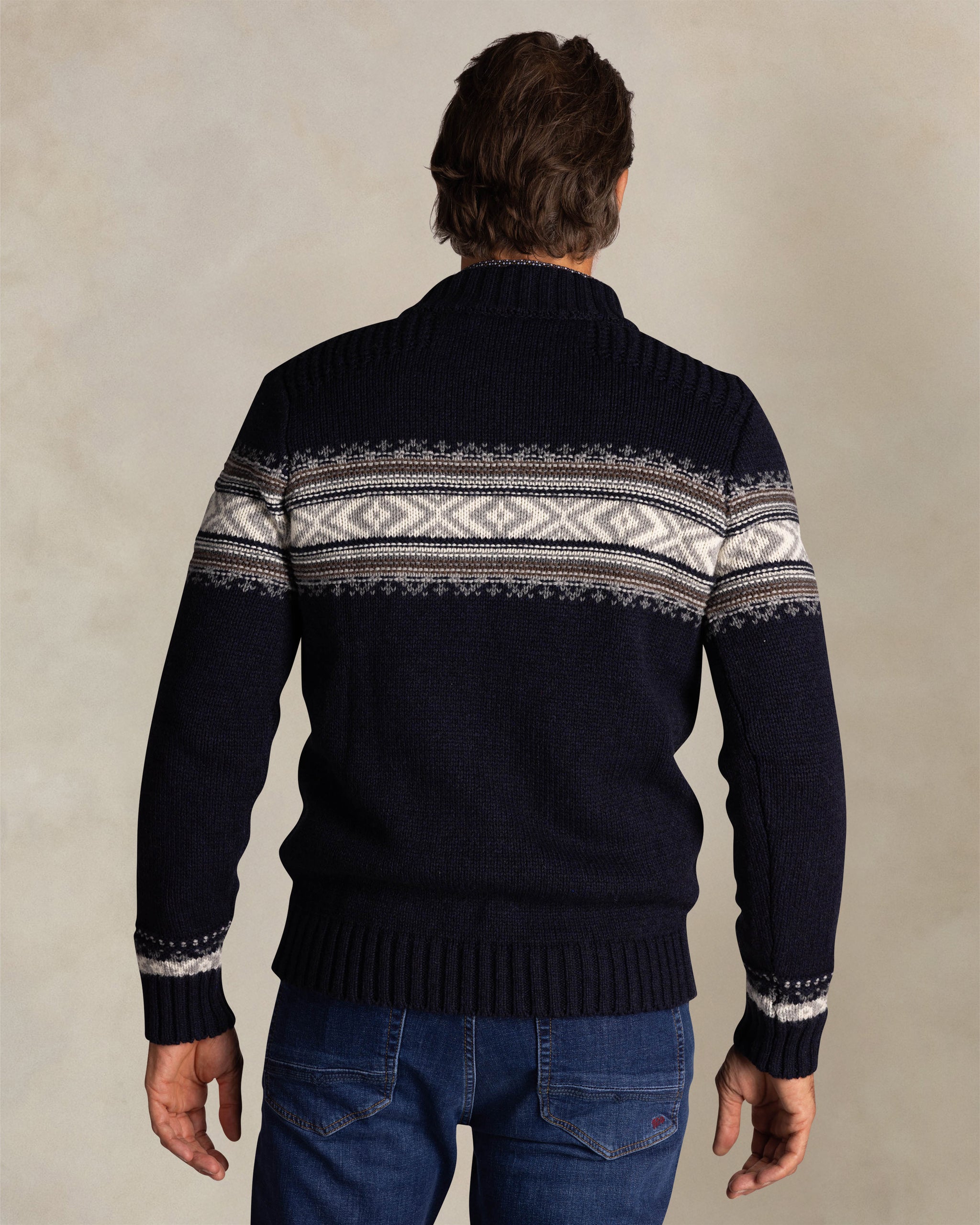 Bleu pull en laine à demi-zip Bleu pull en laine à demi-zip