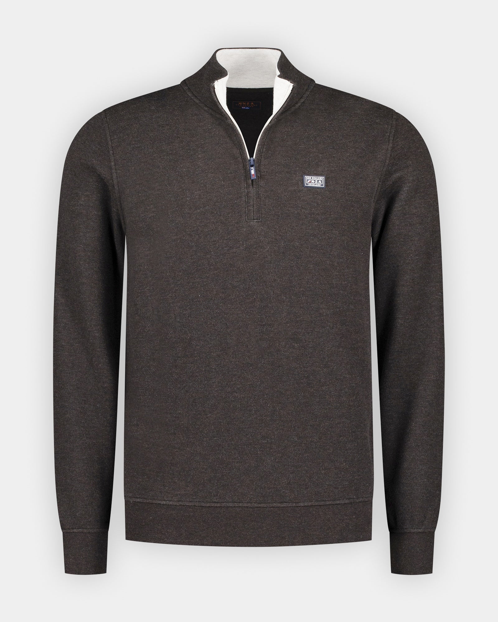 Brauner Baumwoll-Halbzip-Sweater Brauner Baumwoll-Halbzip-Sweater