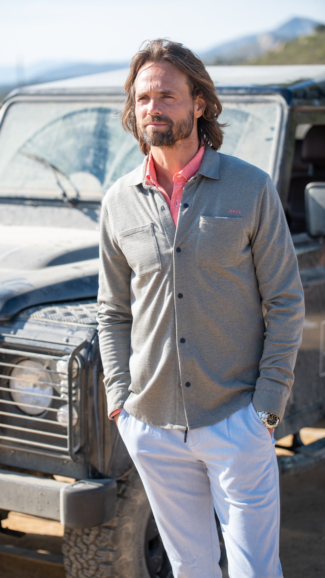 Effen overhemd met lange mouwen - Misty Army Effen overhemd met lange mouwen - Misty Army