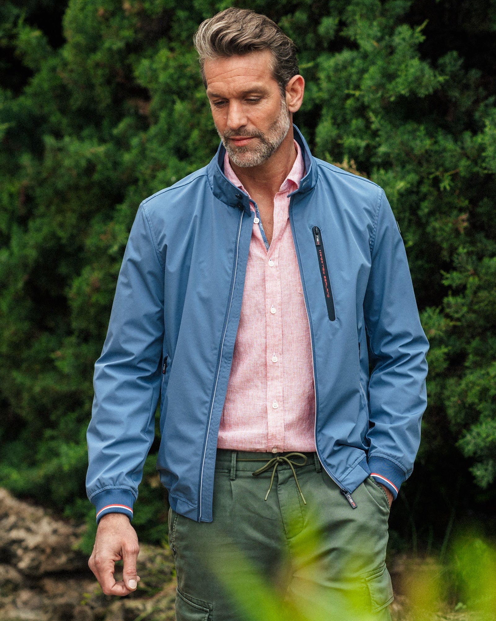 Blauw bomberjack met stretch Blauw bomberjack met stretch