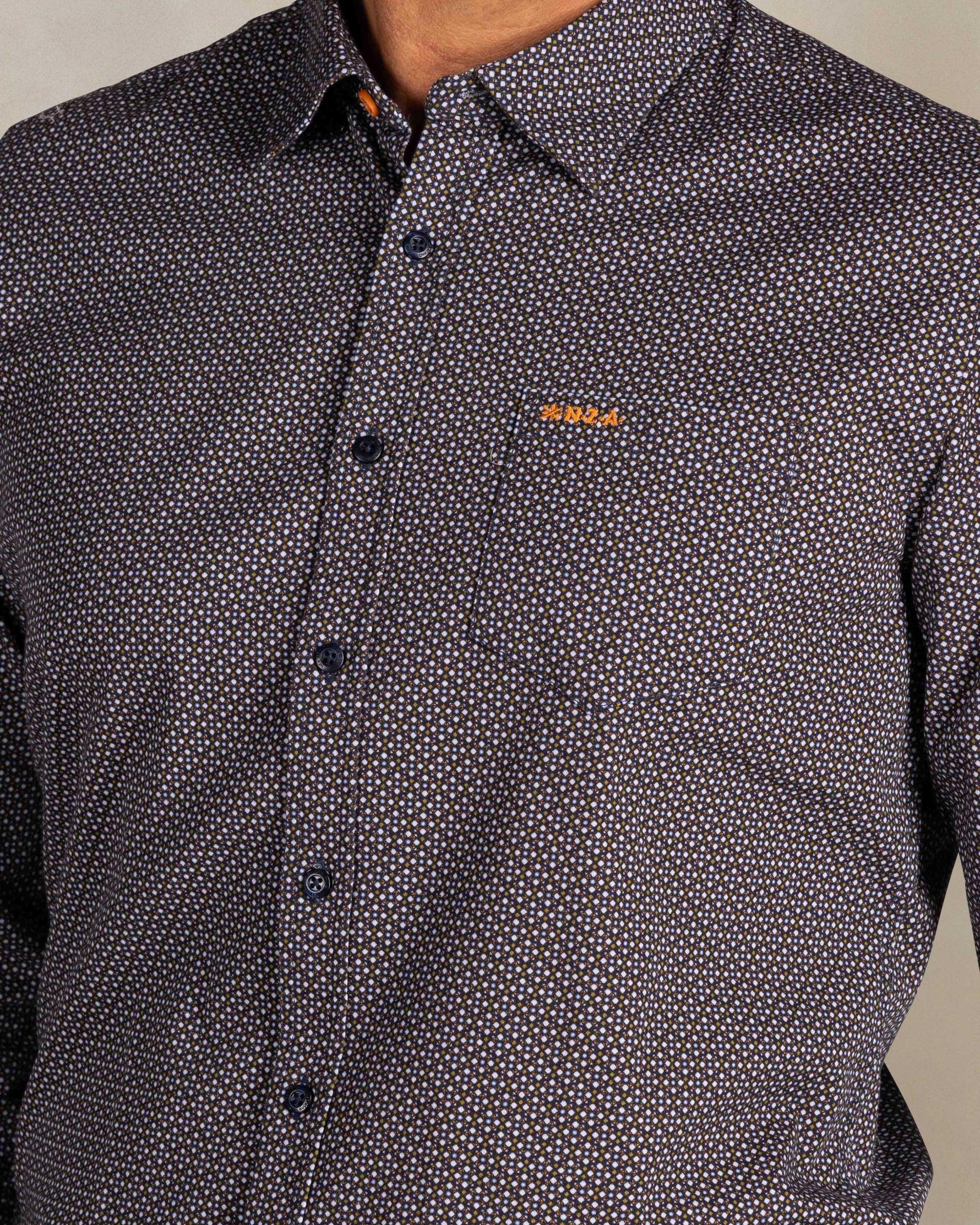 Blauw katoenen overhemd stretch Blauw katoenen overhemd stretch