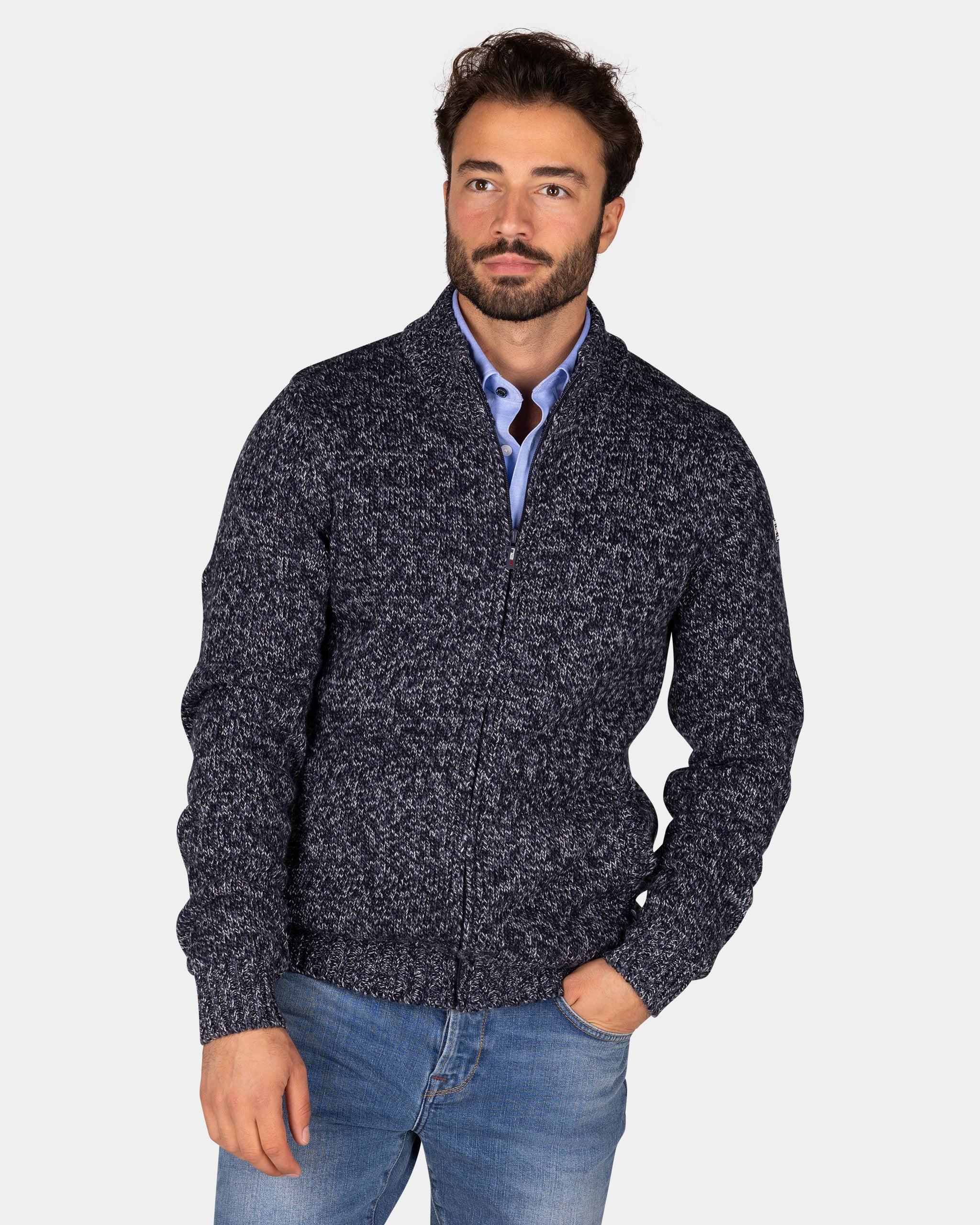 Mottled navy wool cardigan - Winter Navy Mottled navy wool cardigan - Winter Navy