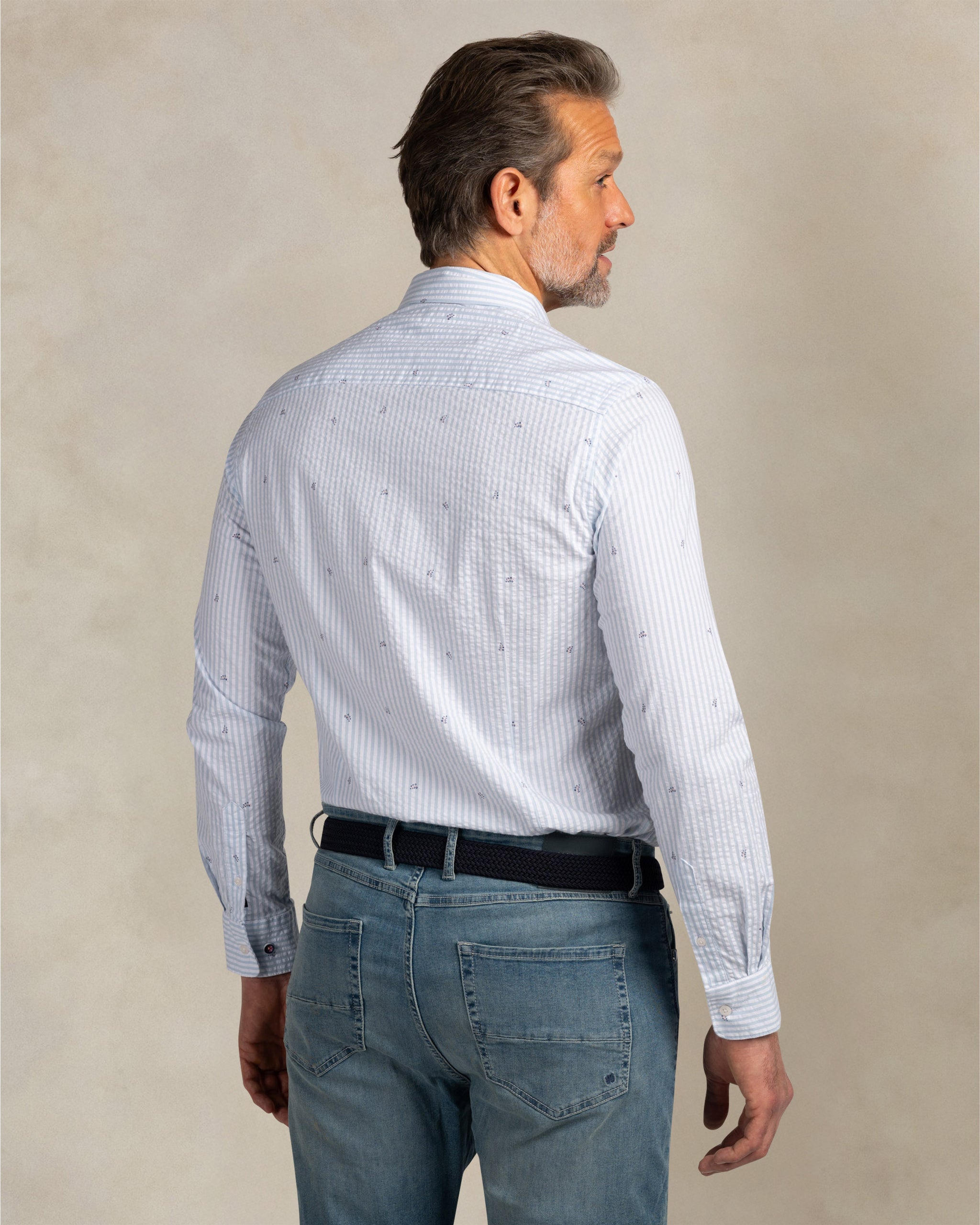 Blauw katoen stretch overhemd Blauw katoen stretch overhemd