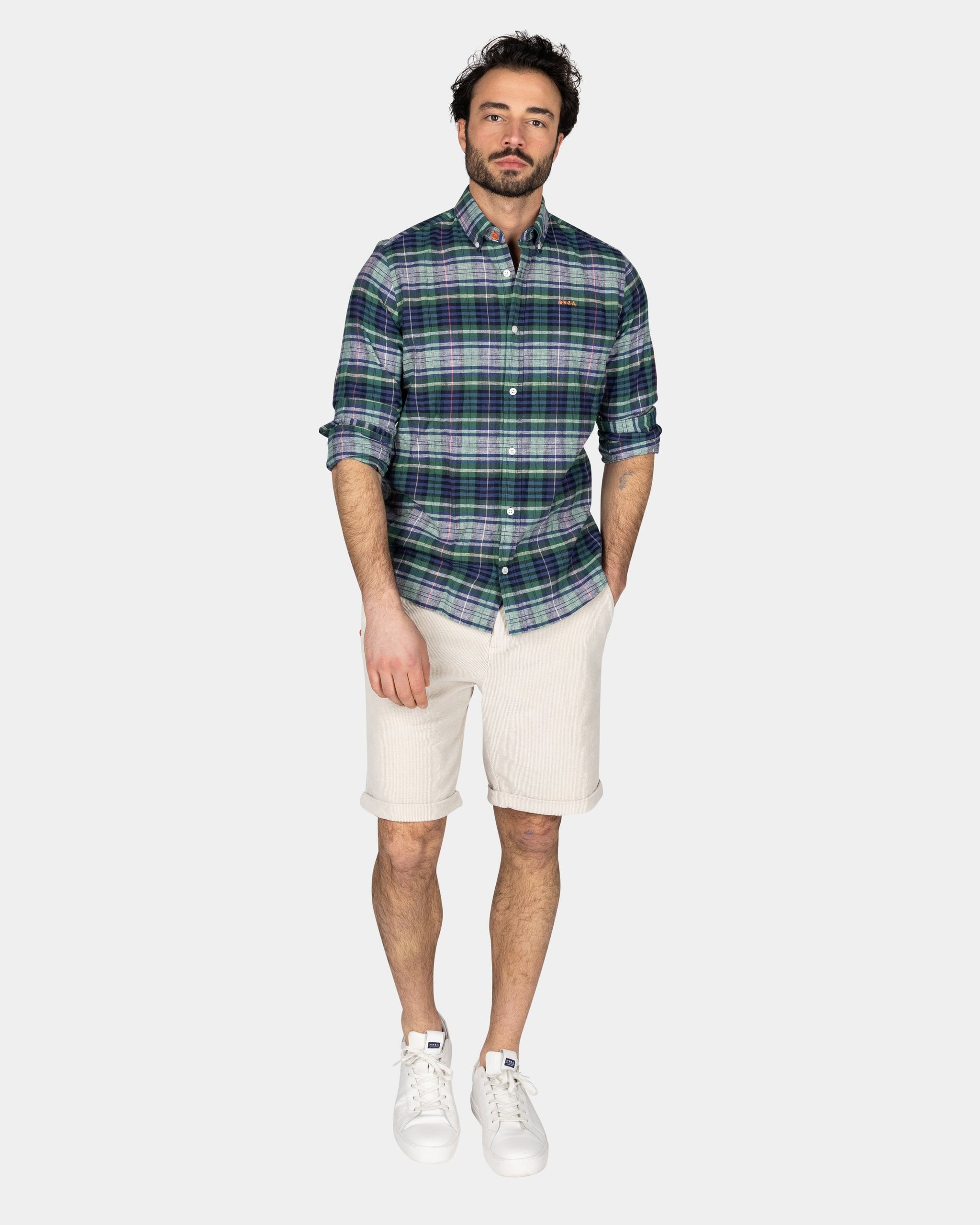 Navy Green Purple Checked Shirt Navy Green Purple Checked Shirt