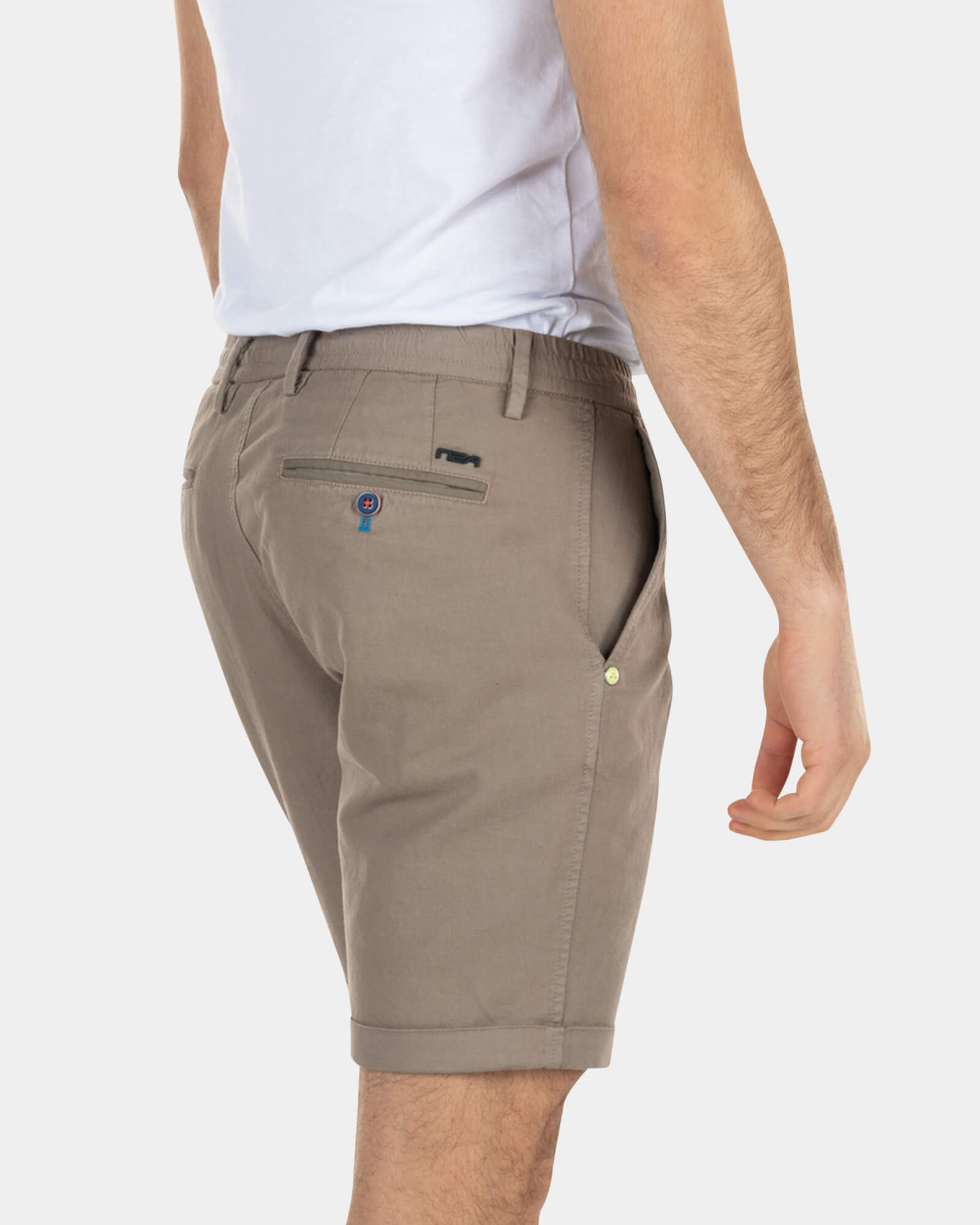 Korte chino van linnen met stretch - Stone Korte chino van linnen met stretch - Stone