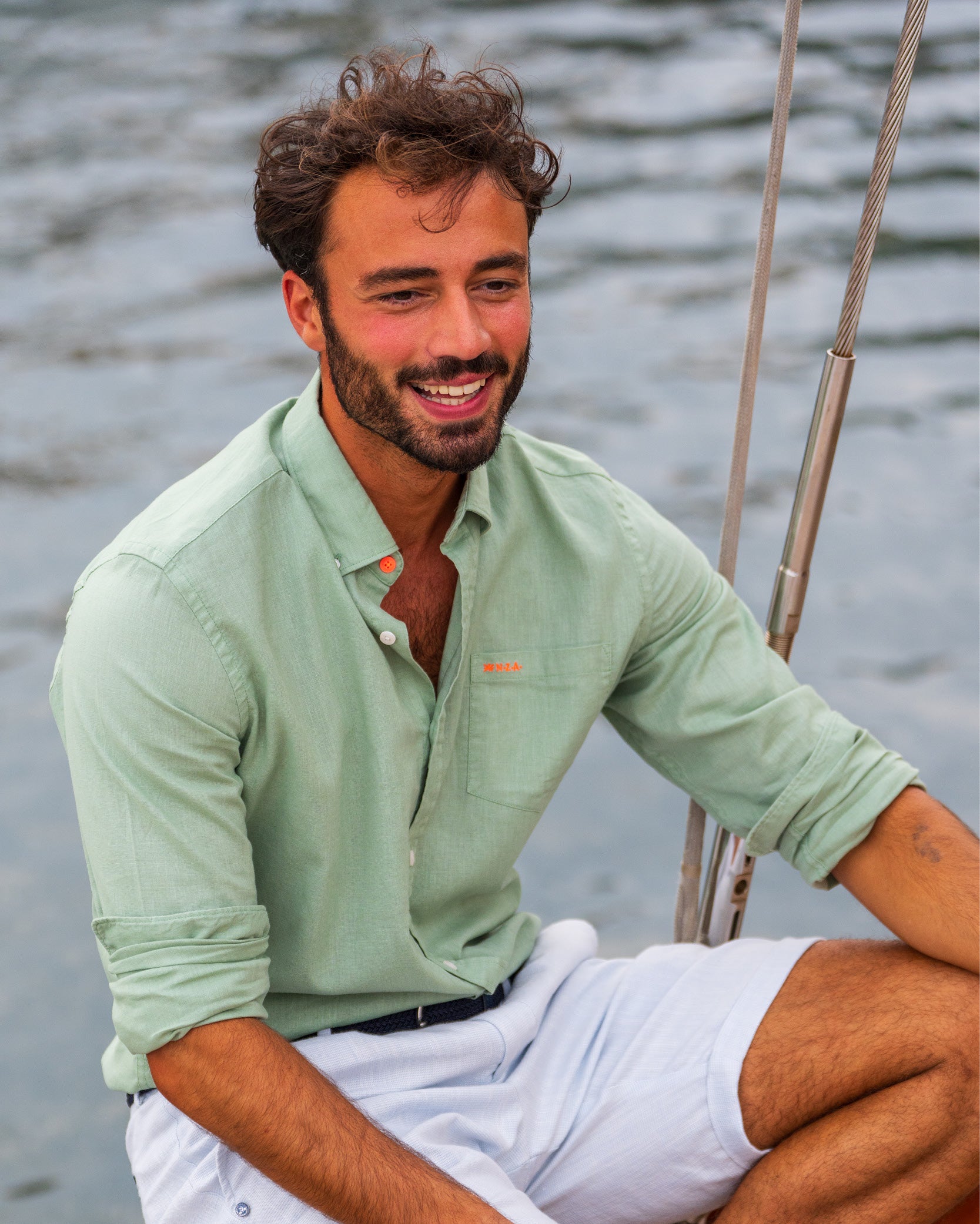 Chemise stretch en lin vert Chemise stretch en lin vert