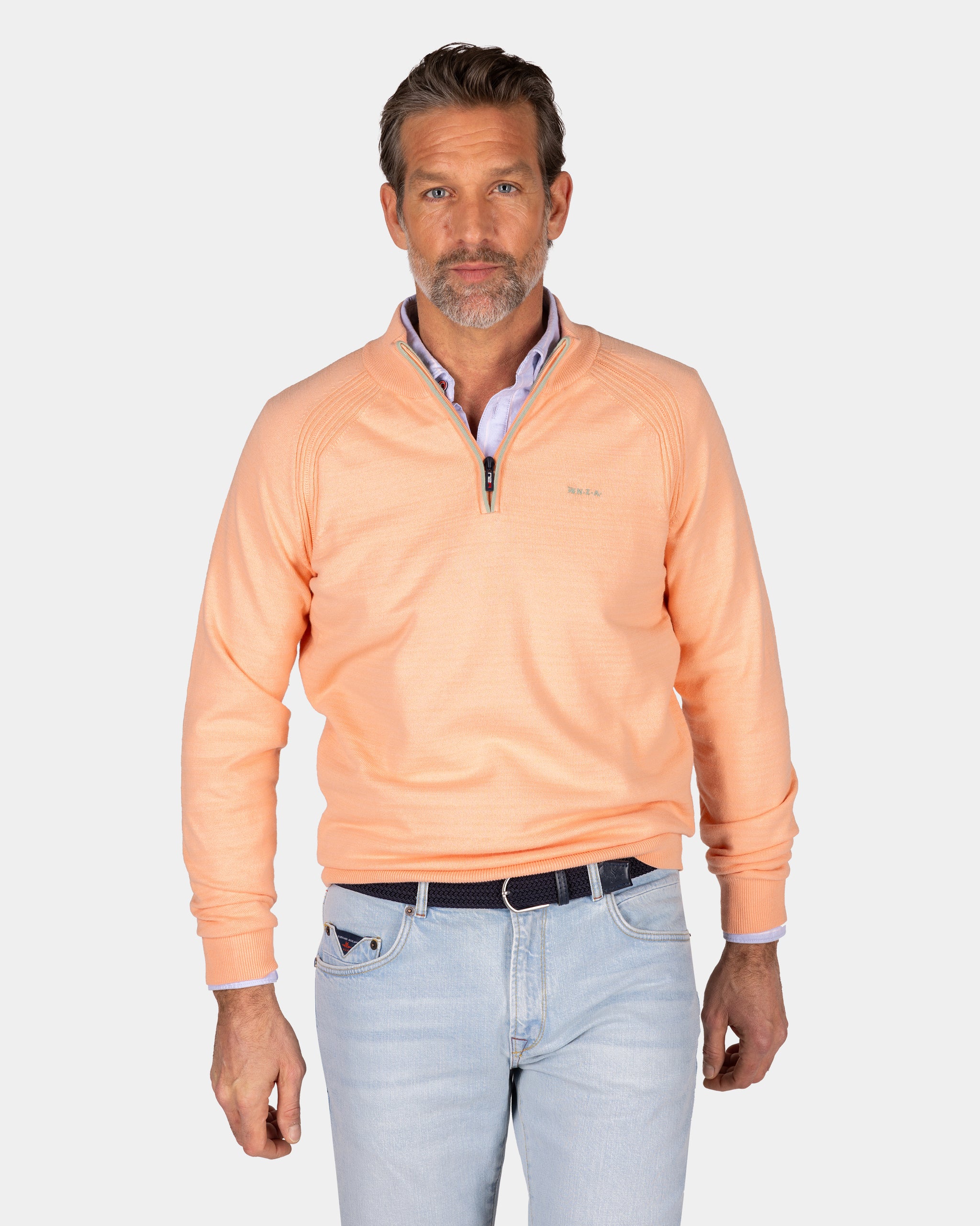 Pullover with half zip in orange Pullover with half zip in orange