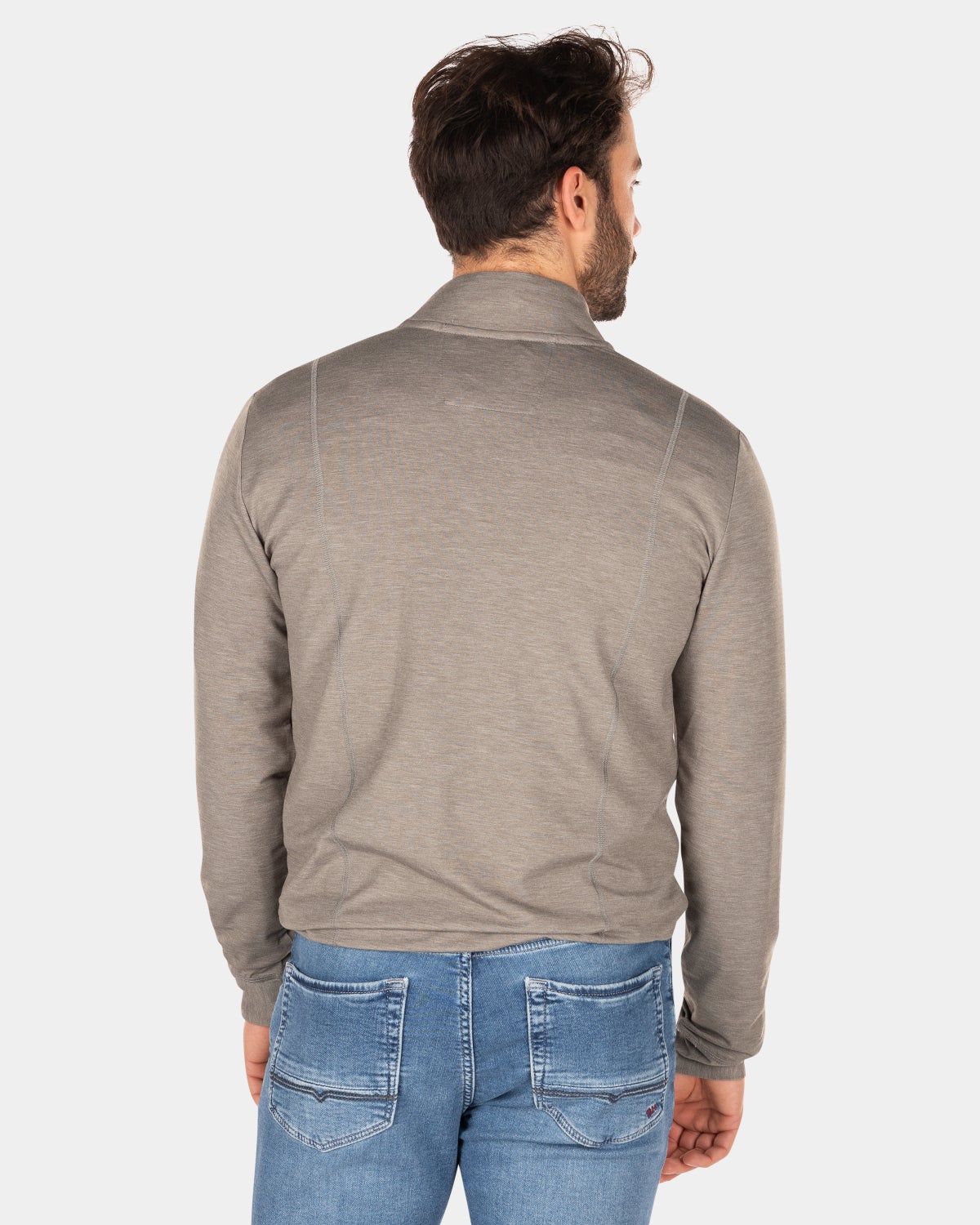 Polyester and viscose half zip sweater - Misty Army