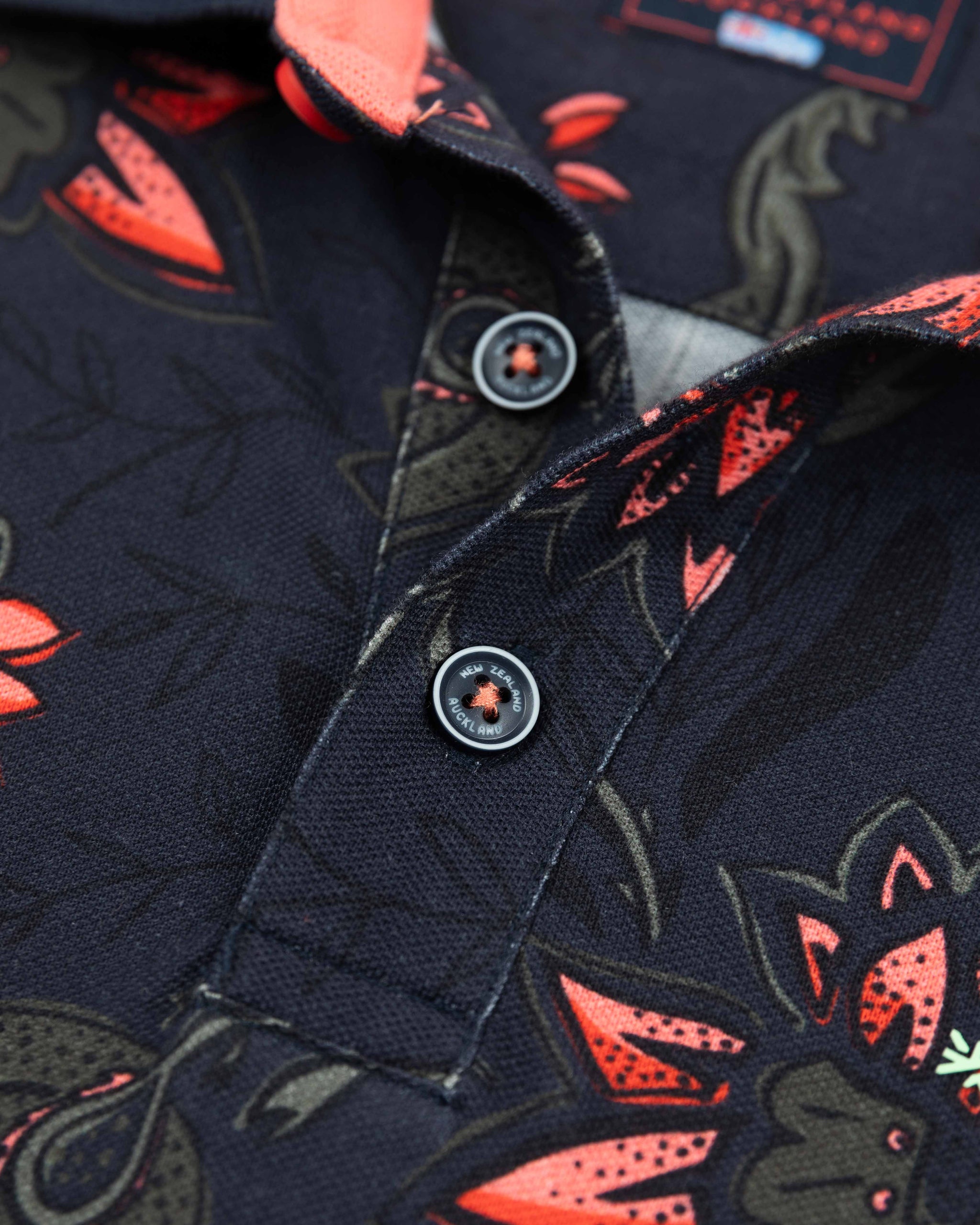Navy polo with flower print - Traditional Navy Navy polo with flower print - Traditional Navy