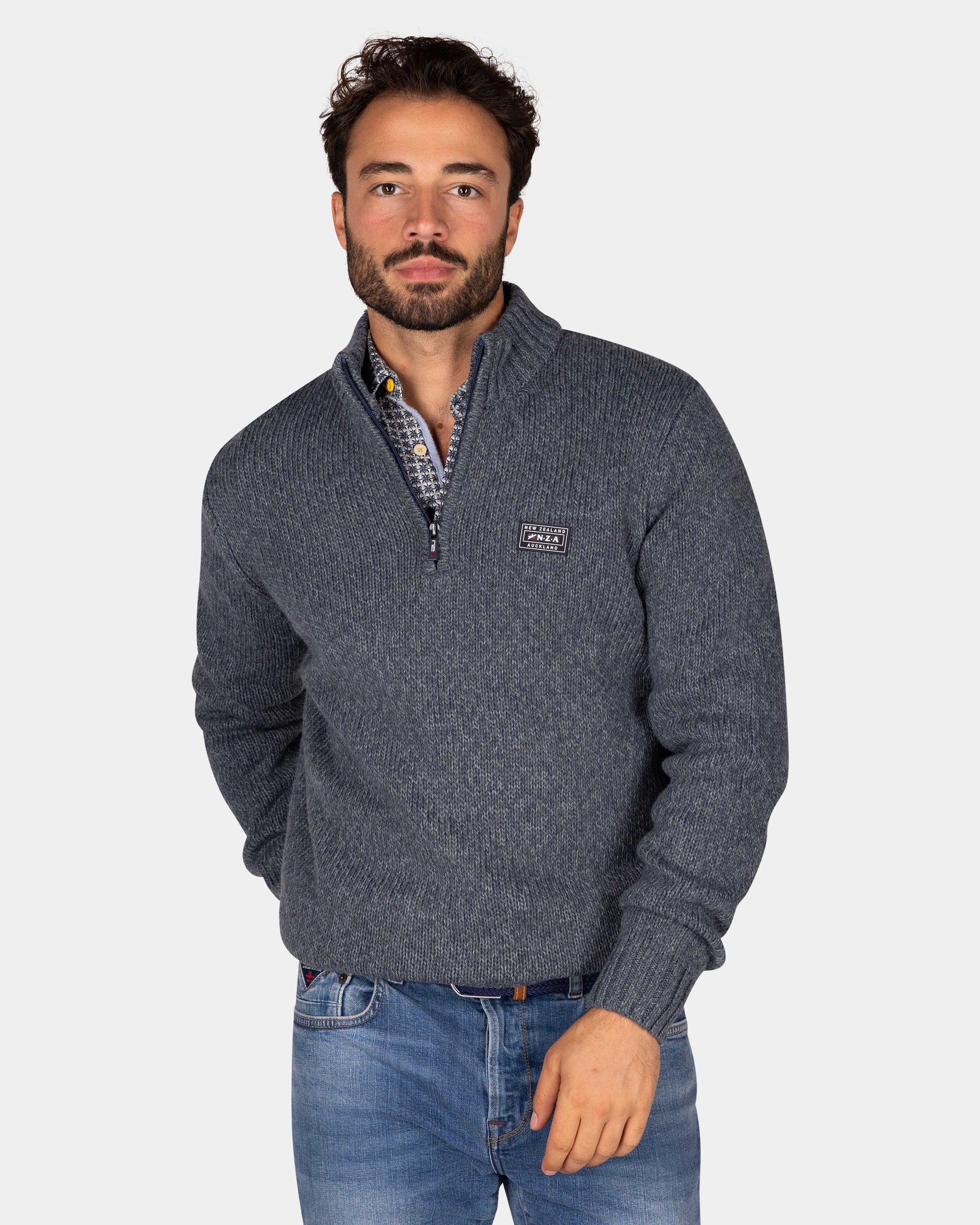 Mottled gray wool pullover - Ash Grey Mottled gray wool pullover - Ash Grey