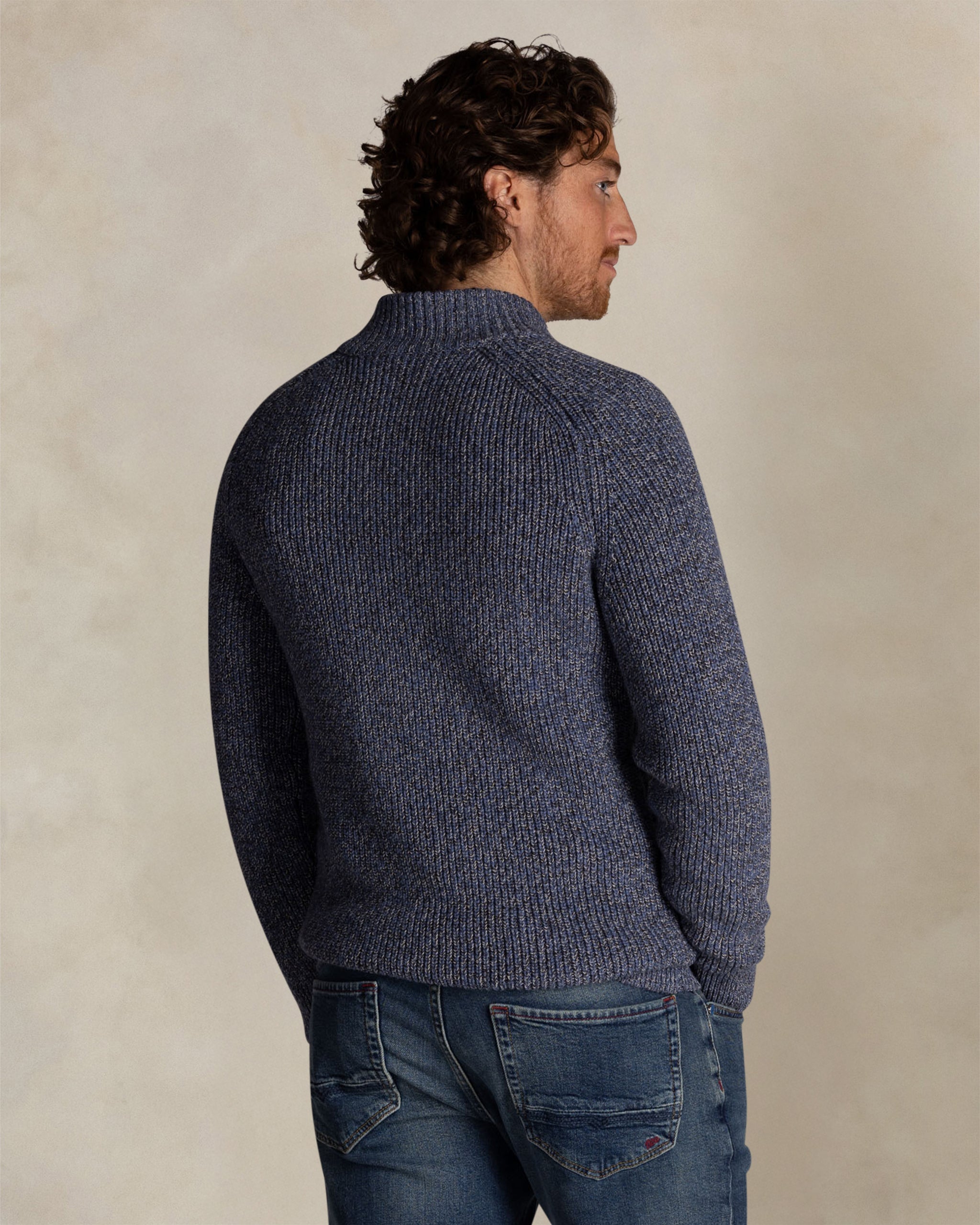 Blauwe katoenen half zip Blauwe katoenen half zip