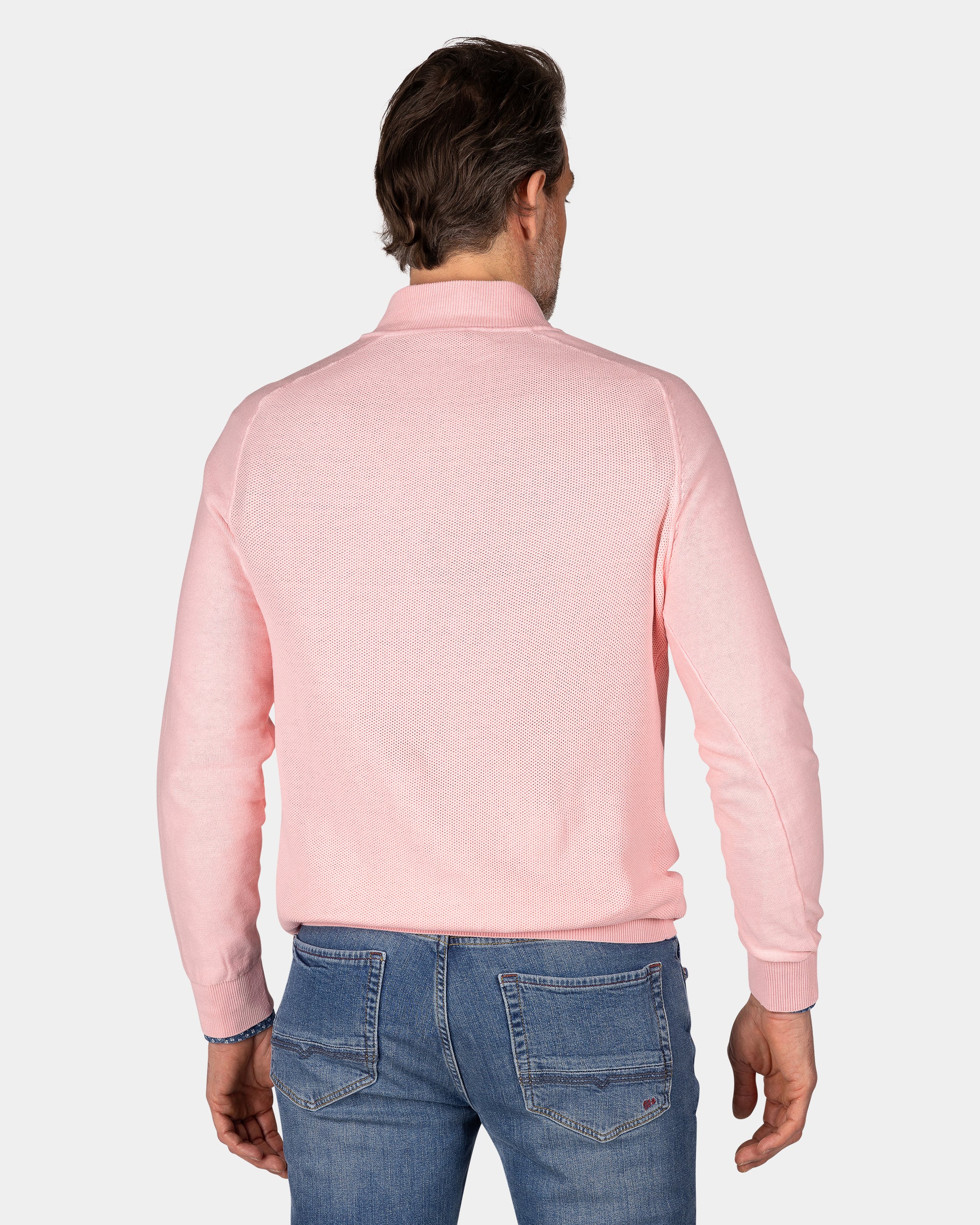 Pastelroze basis pullover met halve rits Pastelroze basis pullover met halve rits