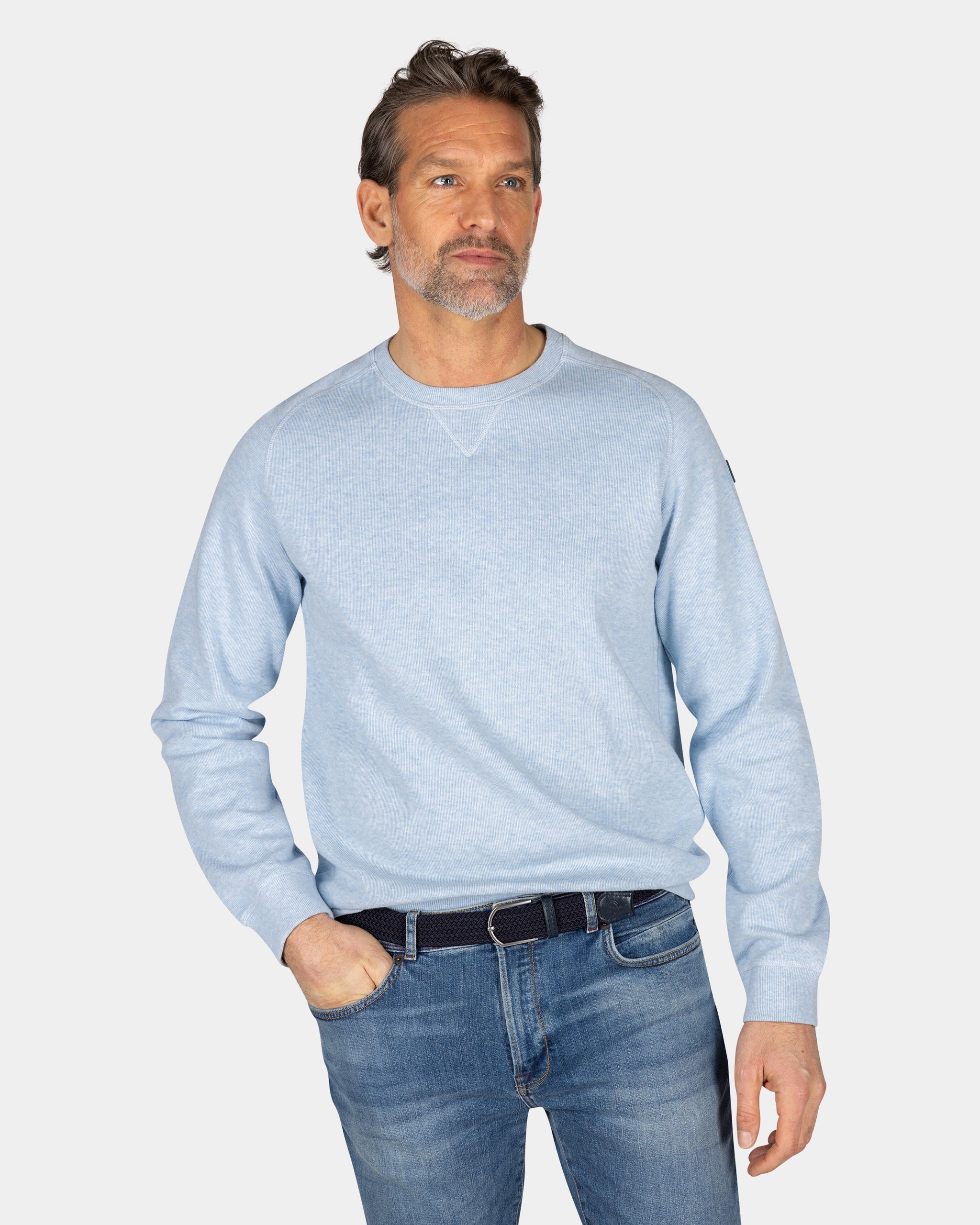 Light blue pullover with round neck Light blue pullover with round neck
