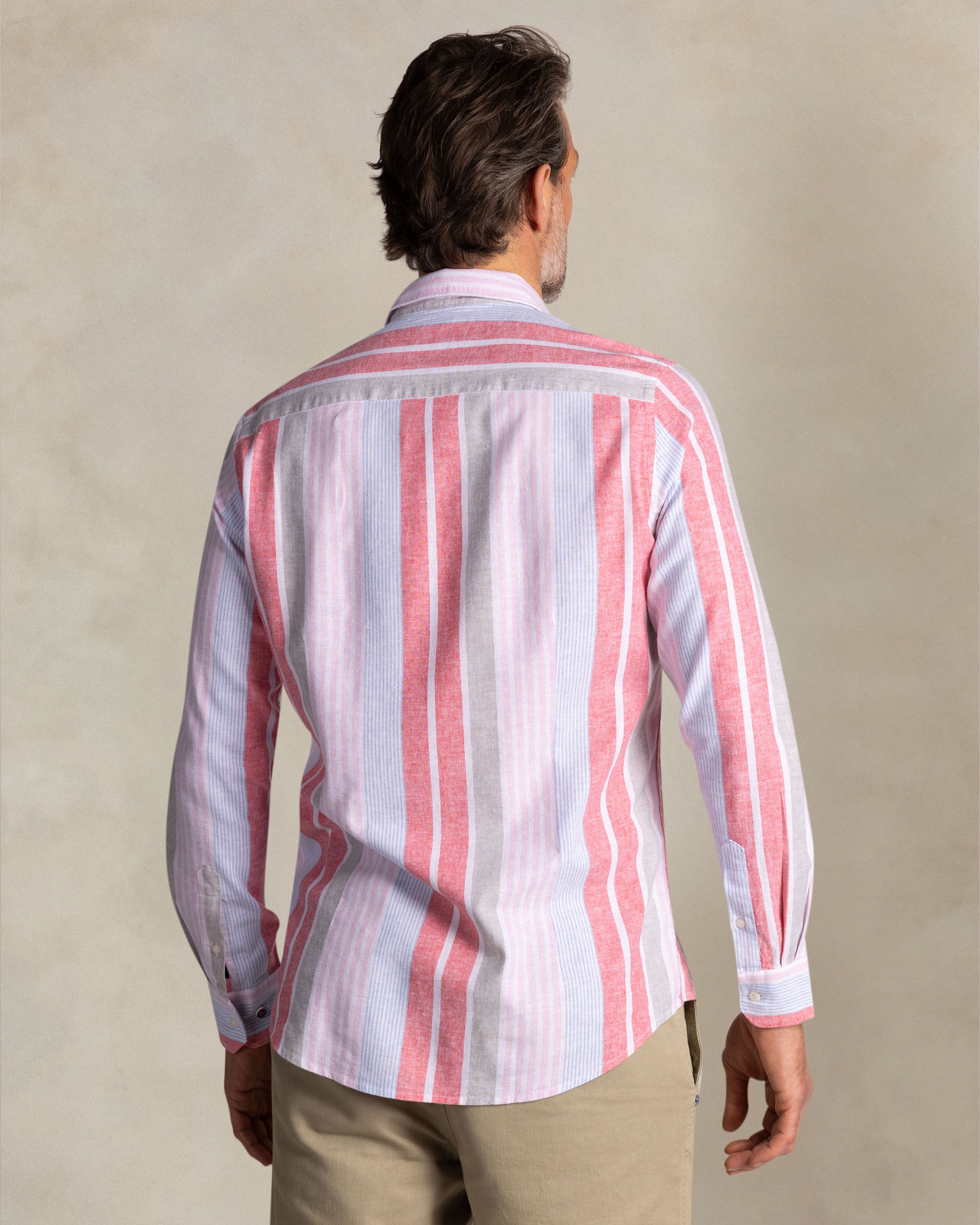 Red and blue striped linen shirt Red and blue striped linen shirt