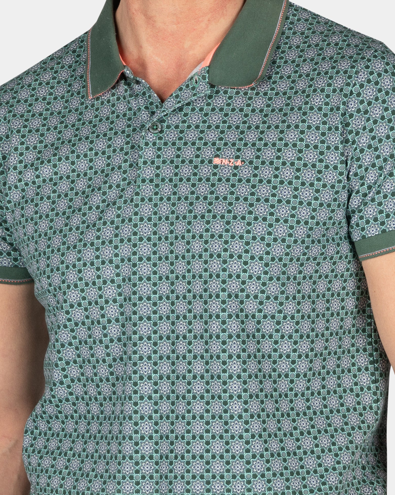Cotton polo with print - Chalk Green Cotton polo with print - Chalk Green