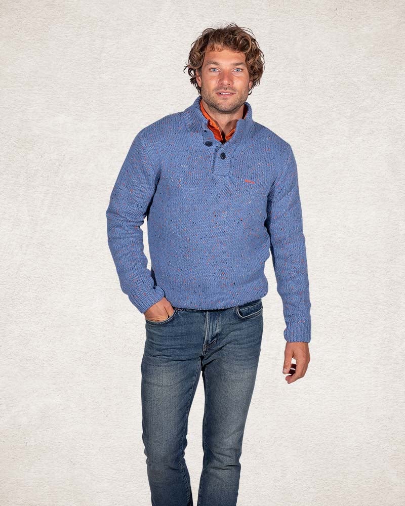 Demi-patte de boutonnage en laine mélangée - Cloudy Blue Demi-patte de boutonnage en laine mélangée - Cloudy Blue