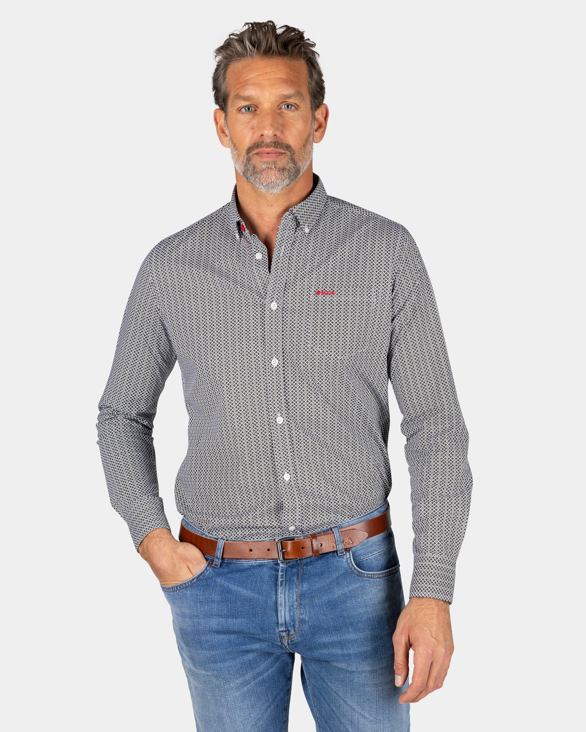 Camisa de algodón verde oscuro con elastano - Gravel Green Camisa de algodón verde oscuro con elastano - Gravel Green