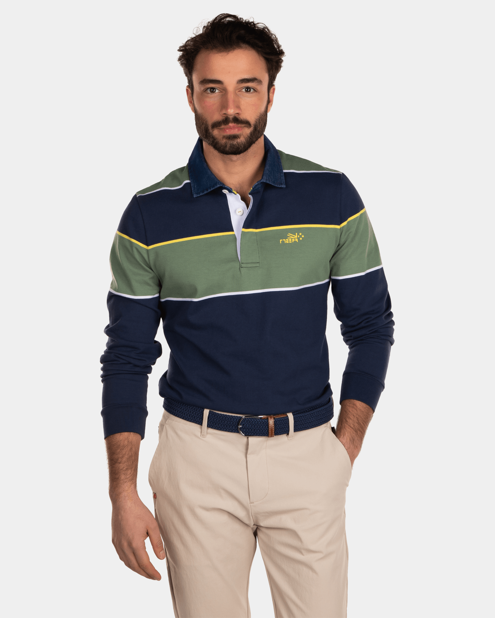 Gestreiftes Rugby-Shirt Dunkelblau - Key Navy Gestreiftes Rugby-Shirt Dunkelblau - Key Navy