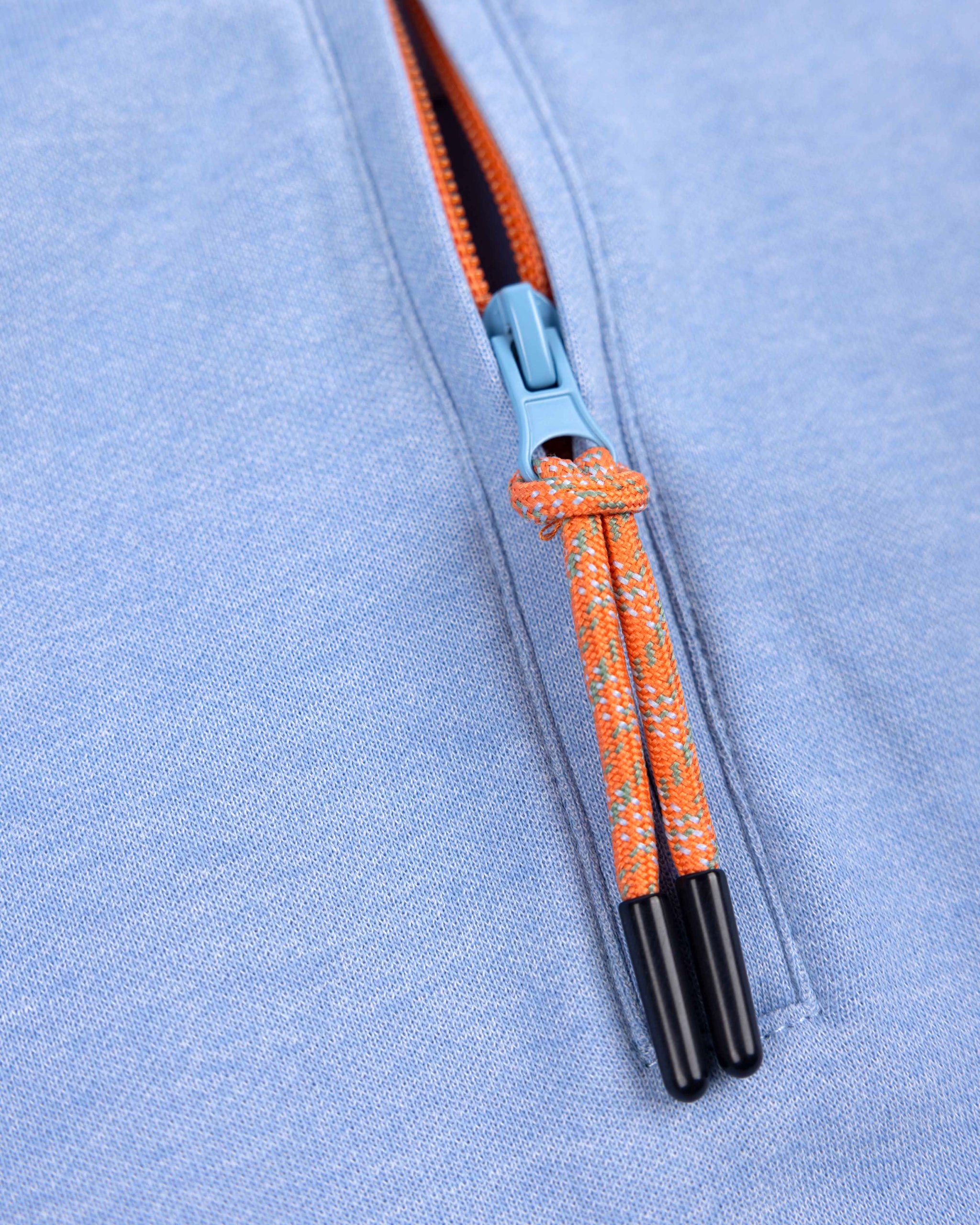 Blauwe trui met halve rits Blauwe trui met halve rits