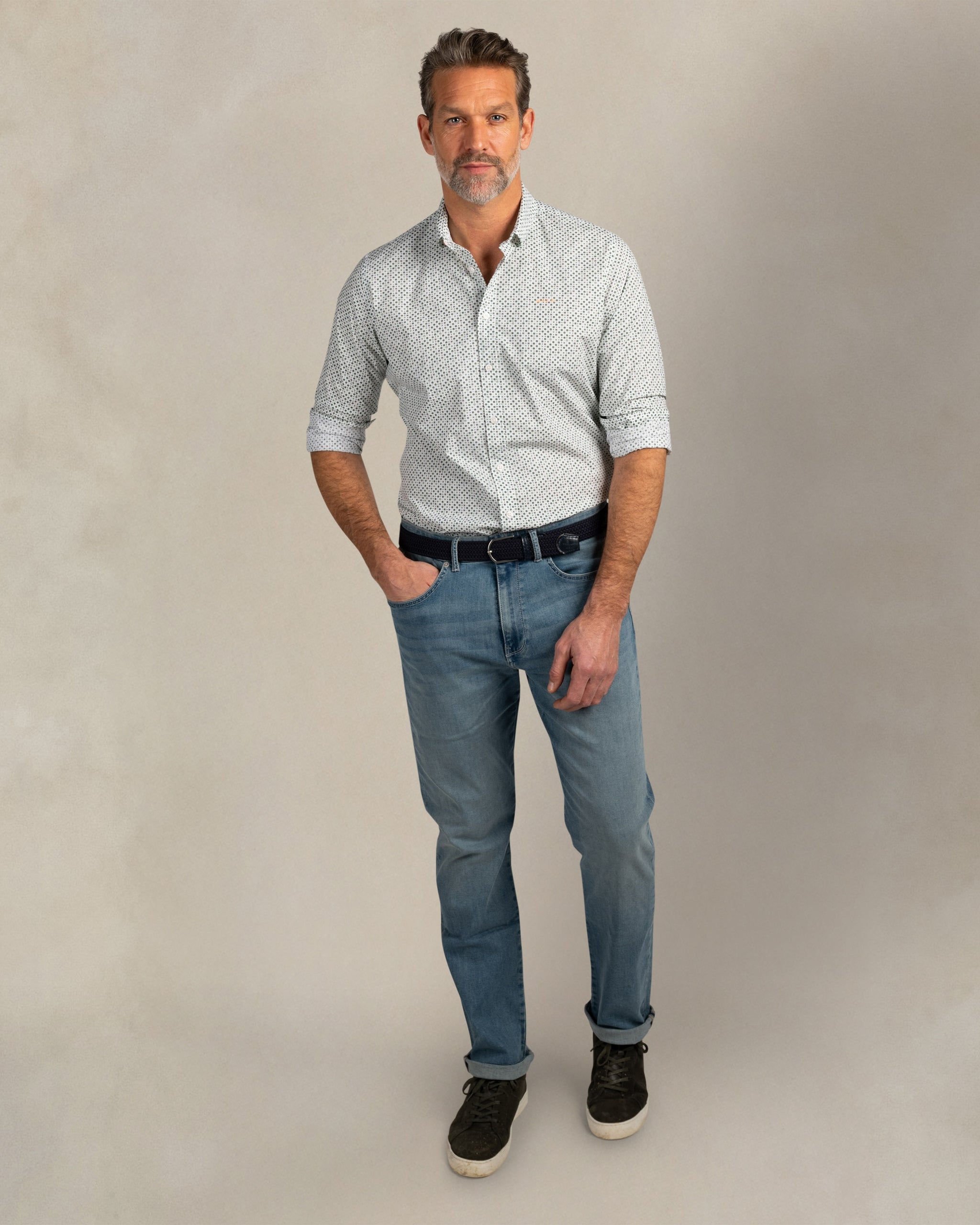 Groene katoenen stretch overhemd Groene katoenen stretch overhemd