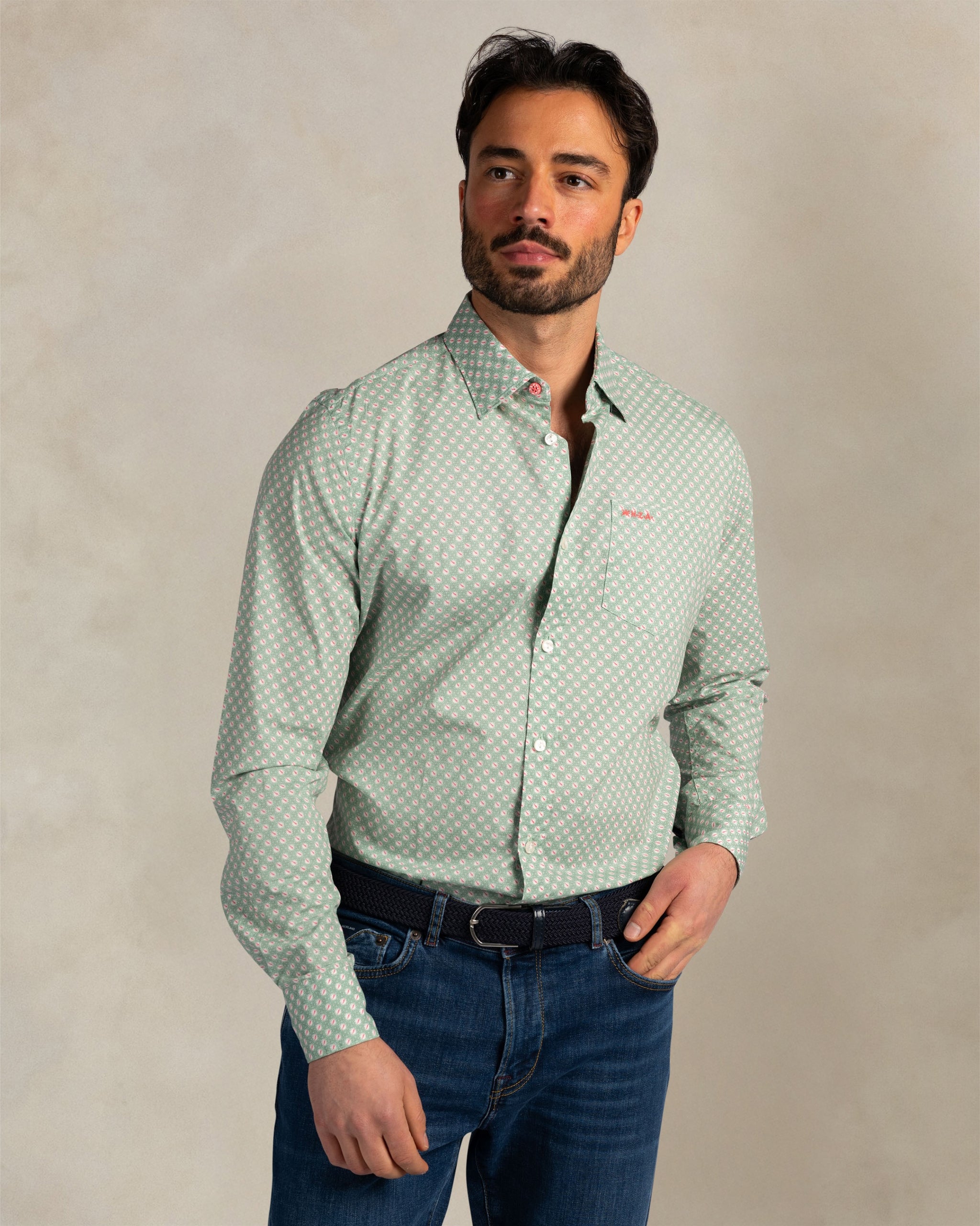 Lichtgroen overhemd met print Lichtgroen overhemd met print