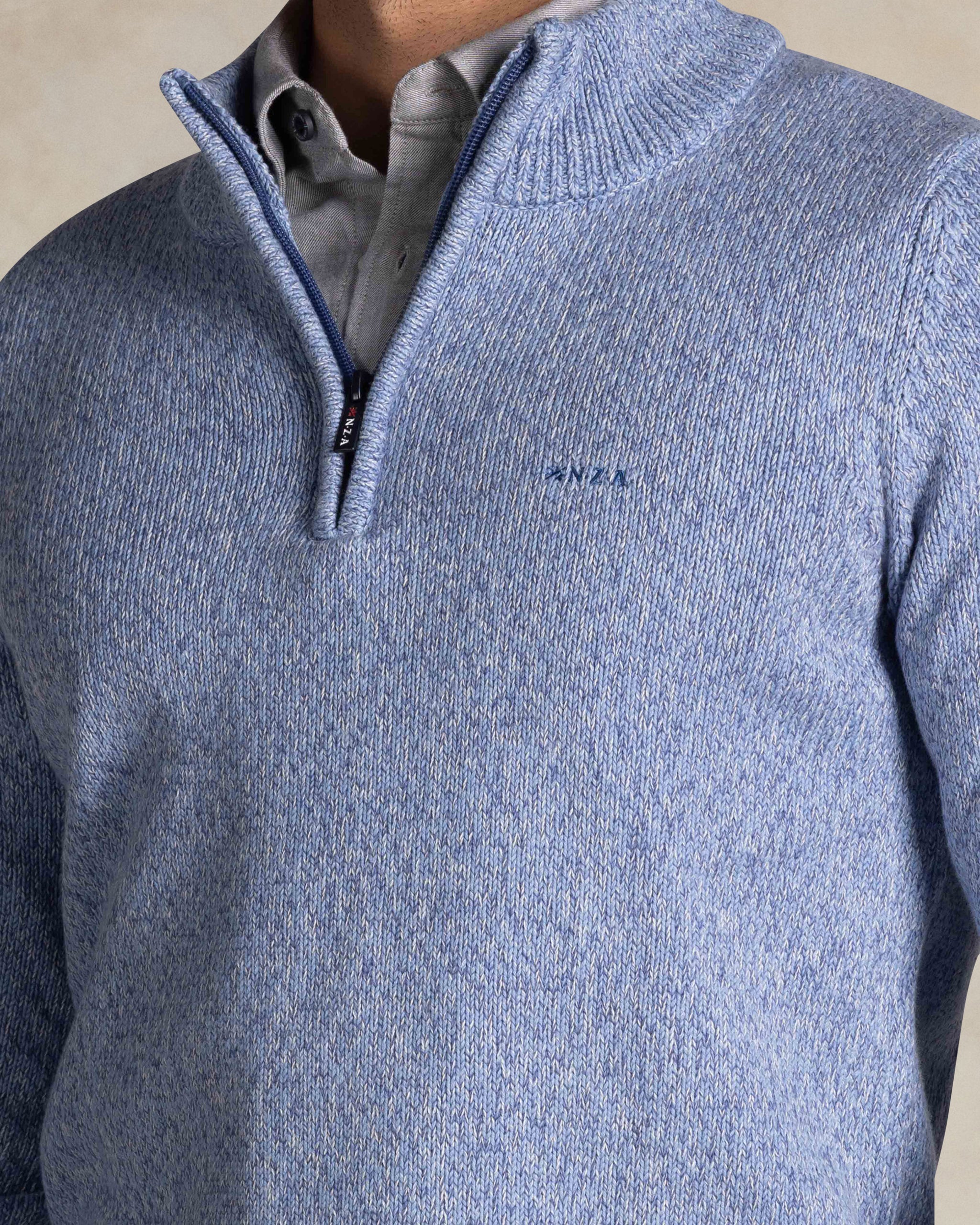 Blue cotton half zip pullover Blue cotton half zip pullover