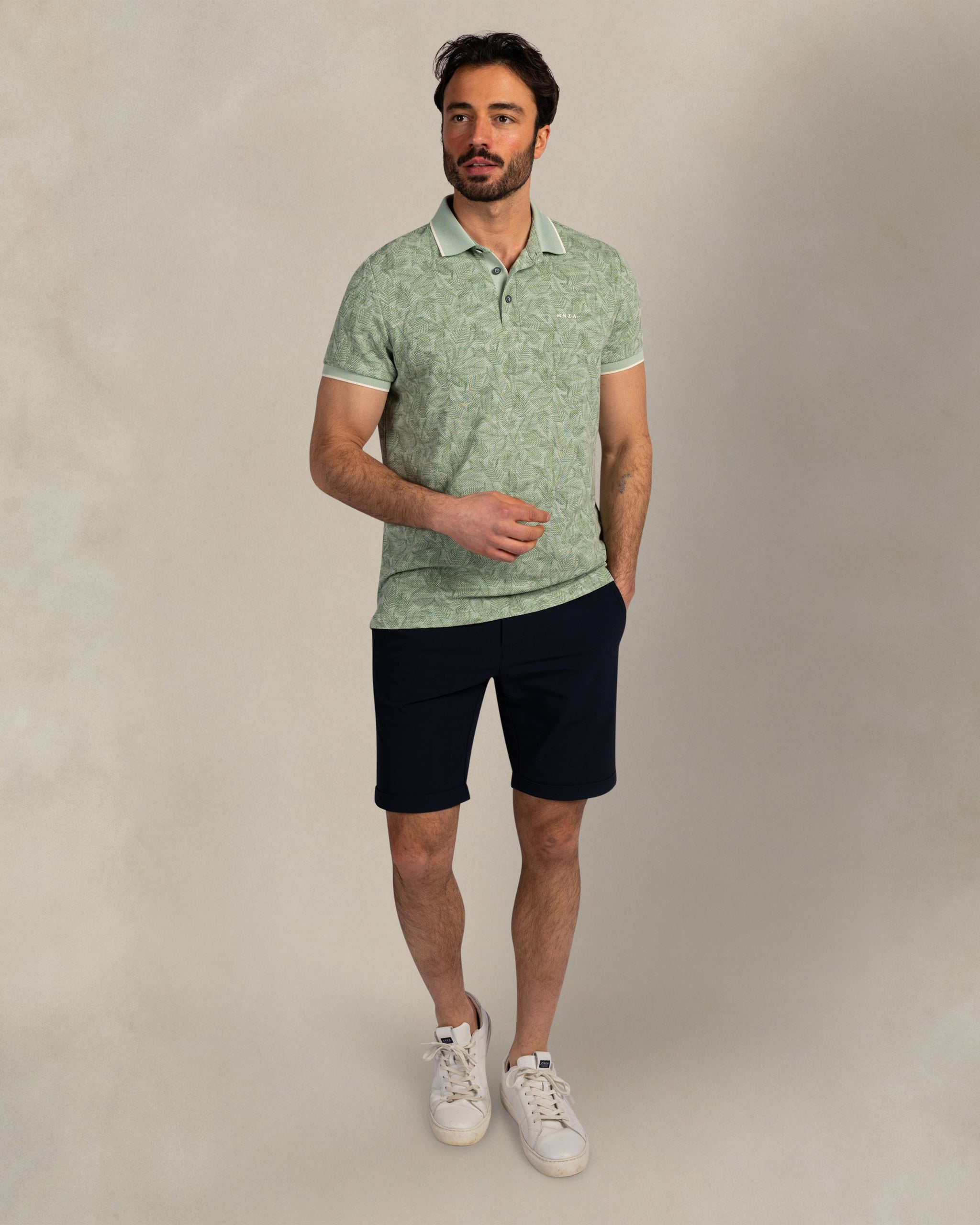 Groene polo met print Groene polo met print