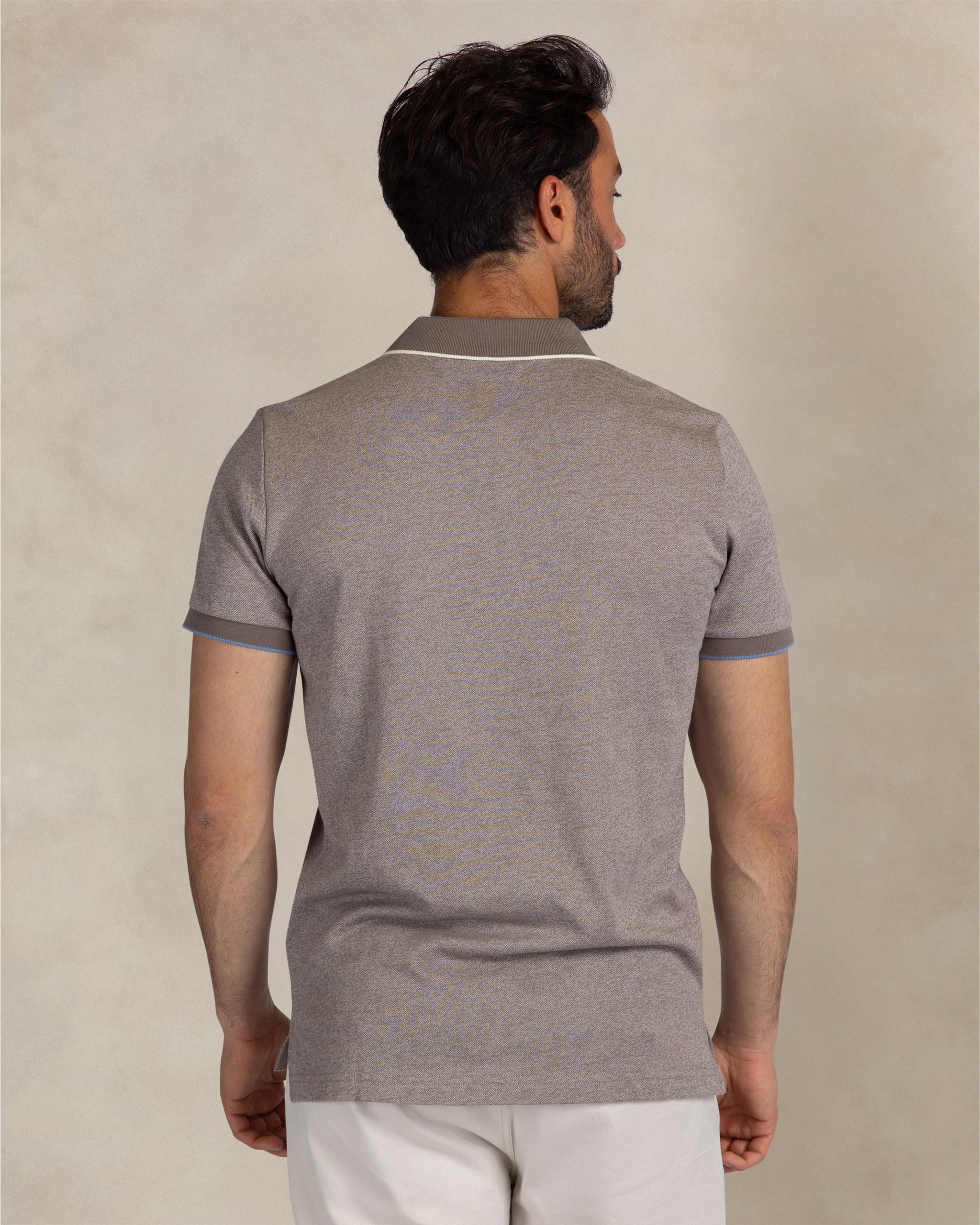 Polo piqué de algodón marrón claro Polo piqué de algodón marrón claro