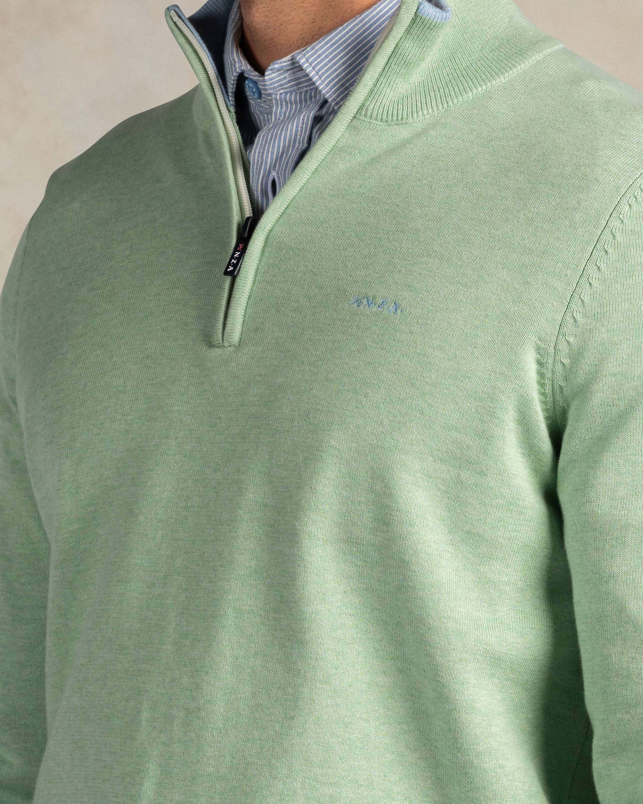 Light green 100% cotton quarter zip pullover Light green 100% cotton quarter zip pullover
