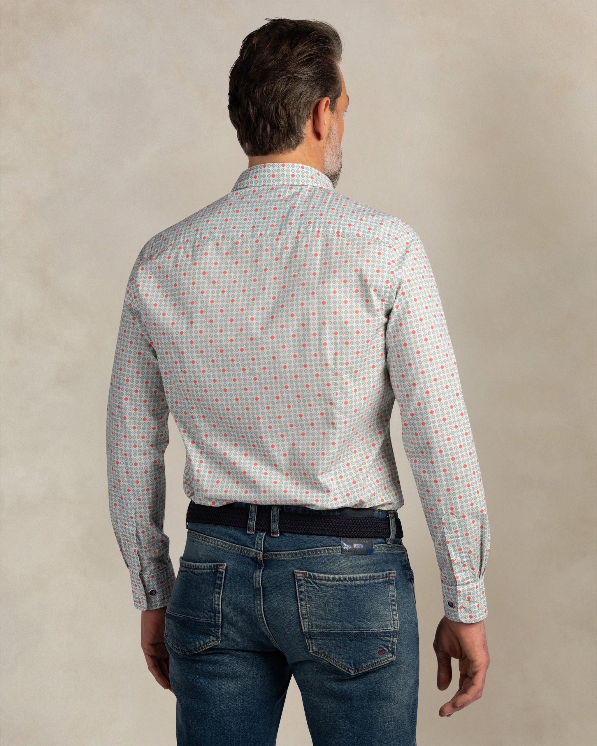 Ecru overhemd met print Ecru overhemd met print