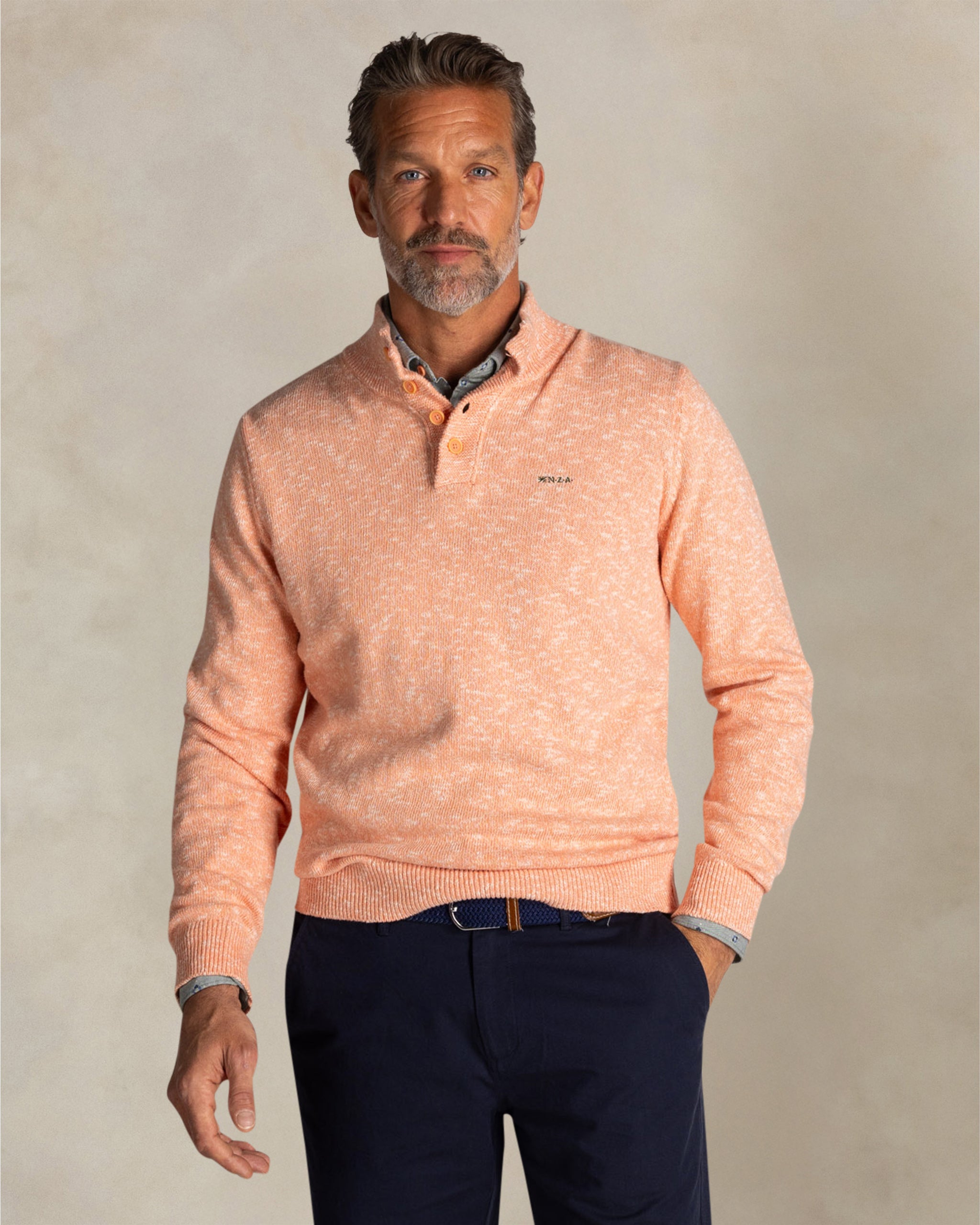 Jersey coral con media cremallera Jersey coral con media cremallera