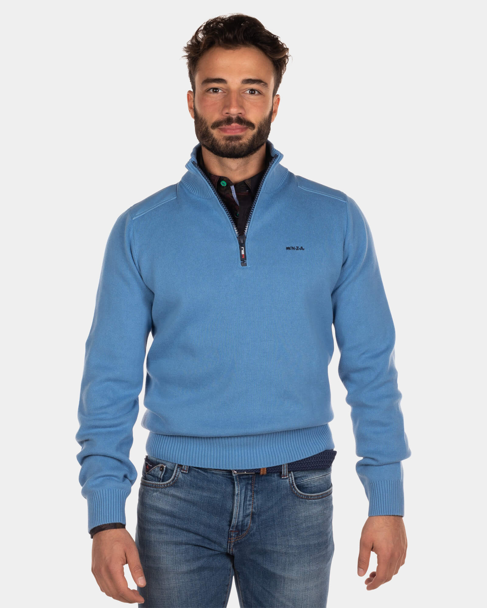Effen trui met halve rits Oroua - Cook's Blue Effen trui met halve rits Oroua - Cook's Blue